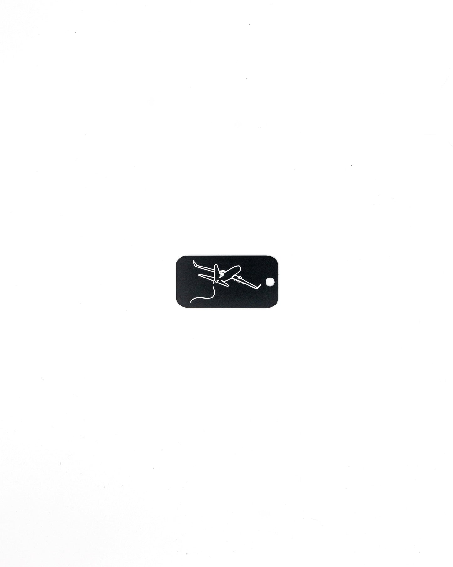 Airplane Design Acrylic Keychain in black with just the hole.