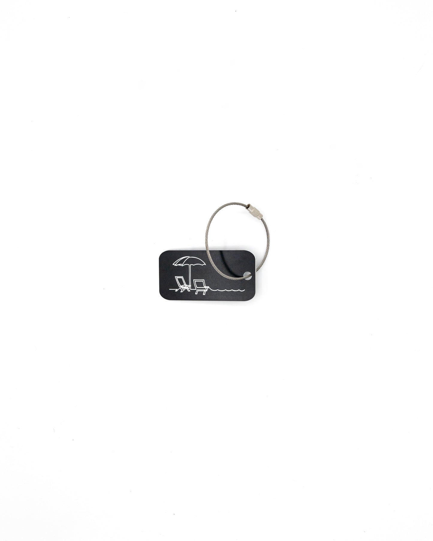 Beach Design Acrylic Keychain in black with wire loop