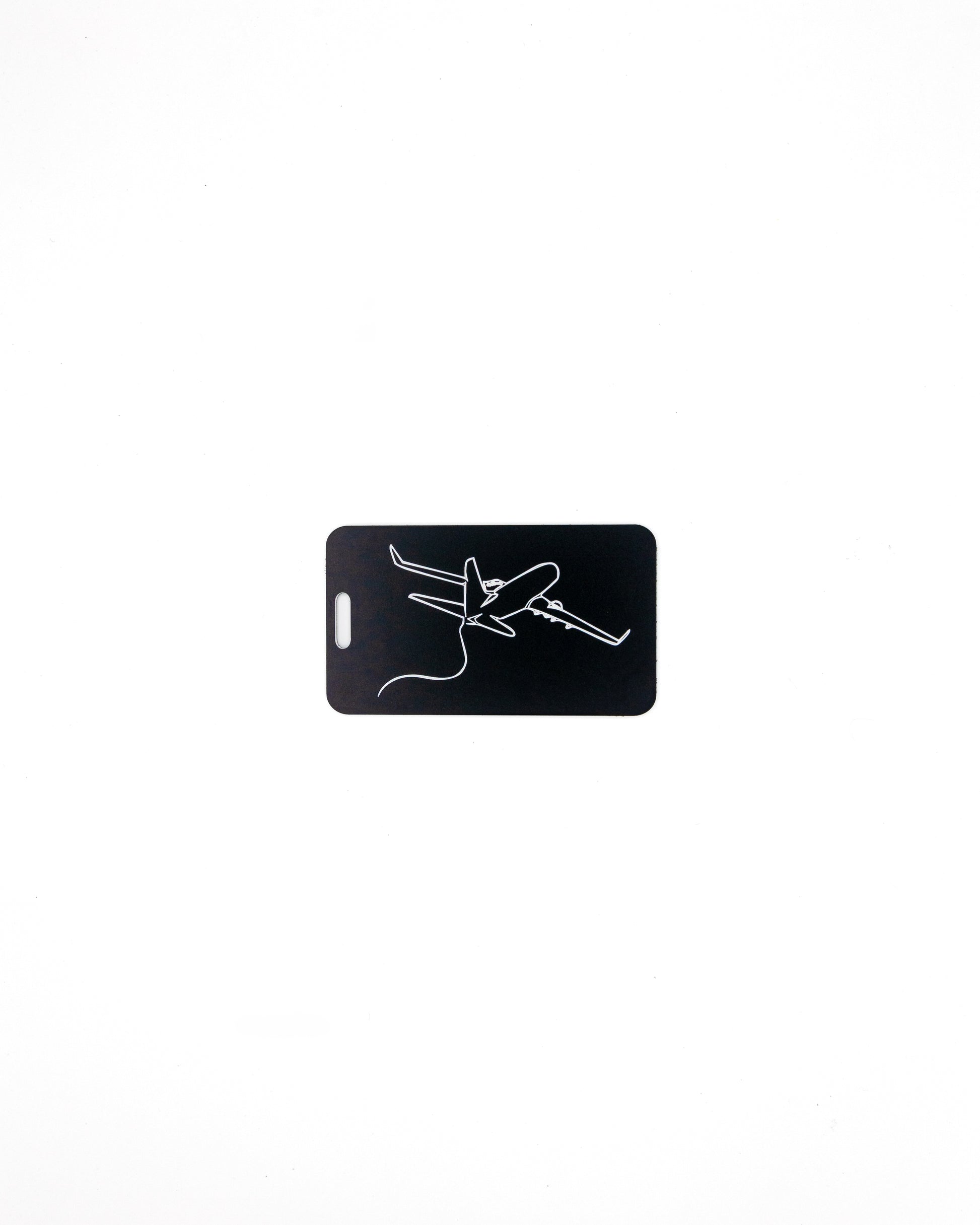 Plane Design acrylic luggage tag in black.