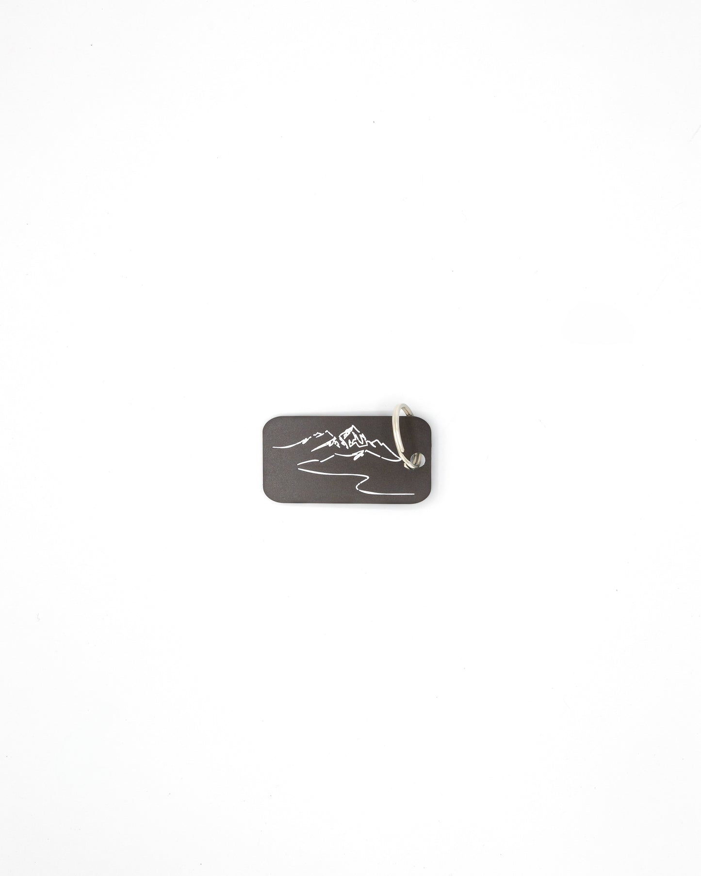 Mountain Design Acrylic Keychain in chocolate with classic key ring