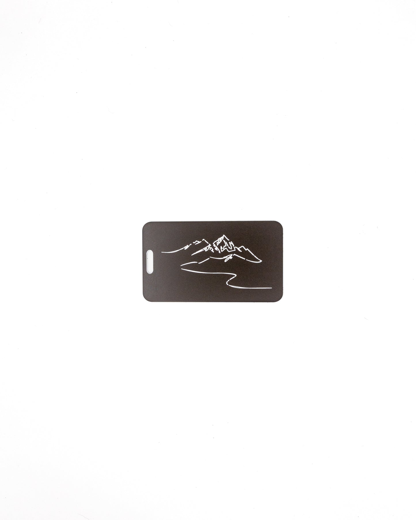 Mountain Design acrylic luggage tag in chocolate.