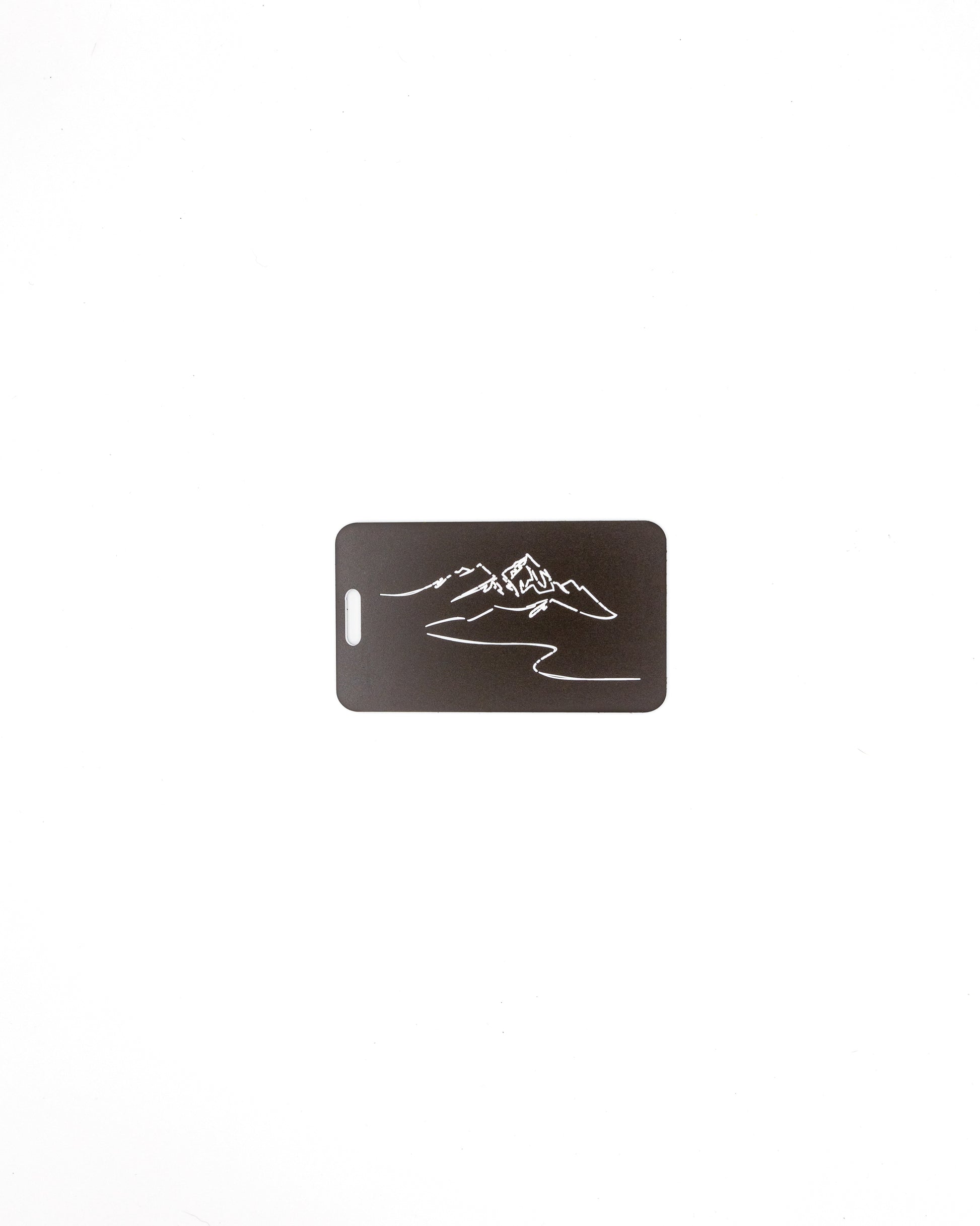 Mountain Design acrylic luggage tag in chocolate.