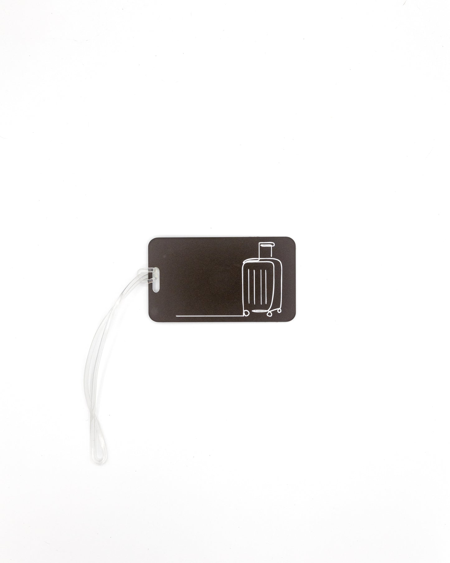 Luggage Design acrylic luggage tag in chocolate with worm loop.