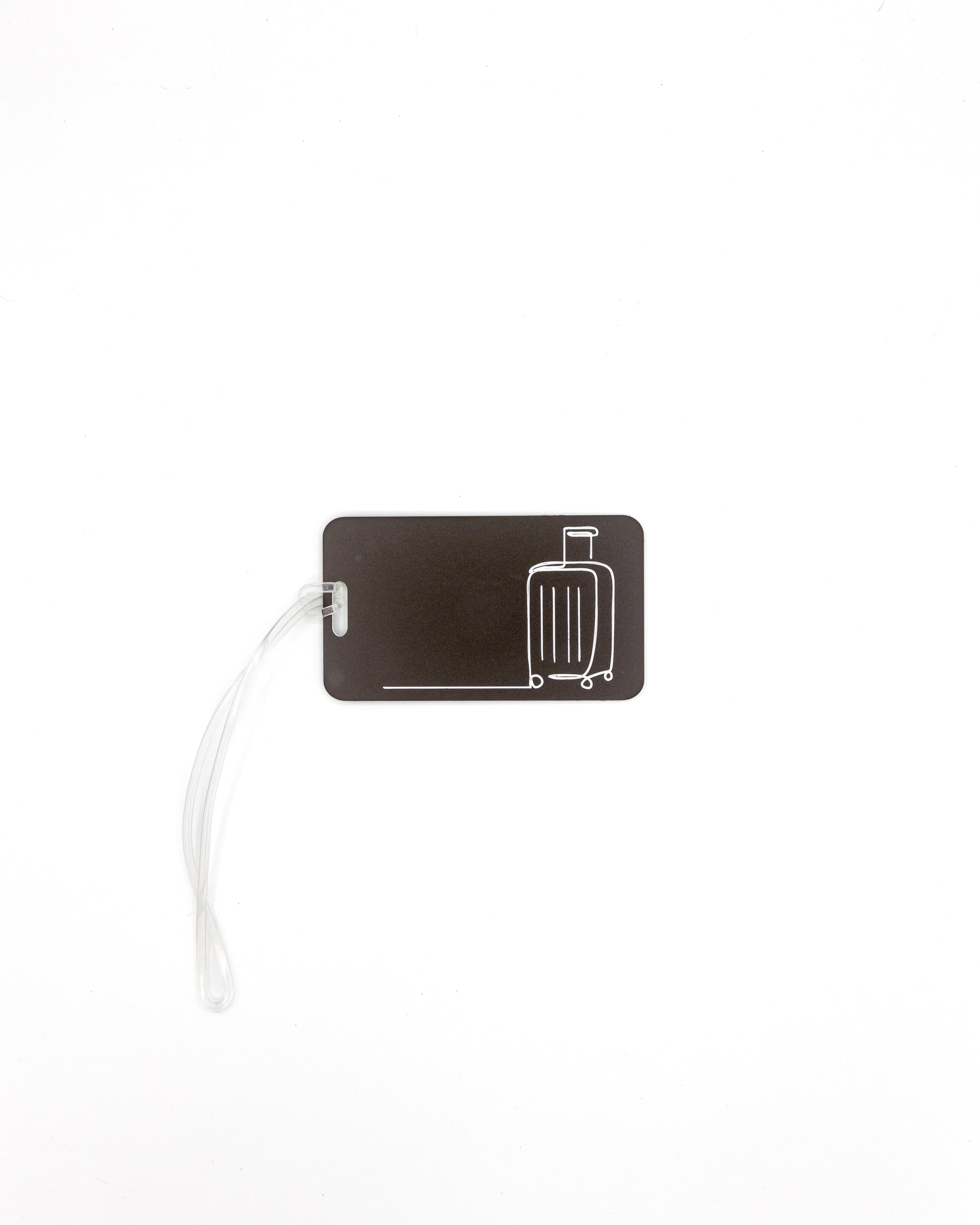Luggage Design acrylic luggage tag in chocolate with worm loop.