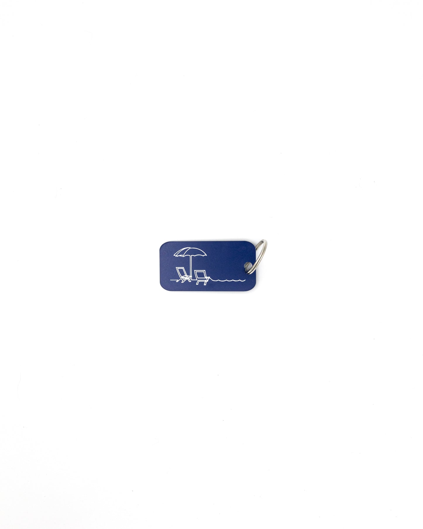 Beach Design Acrylic Keychain in dark blue with classic key ring