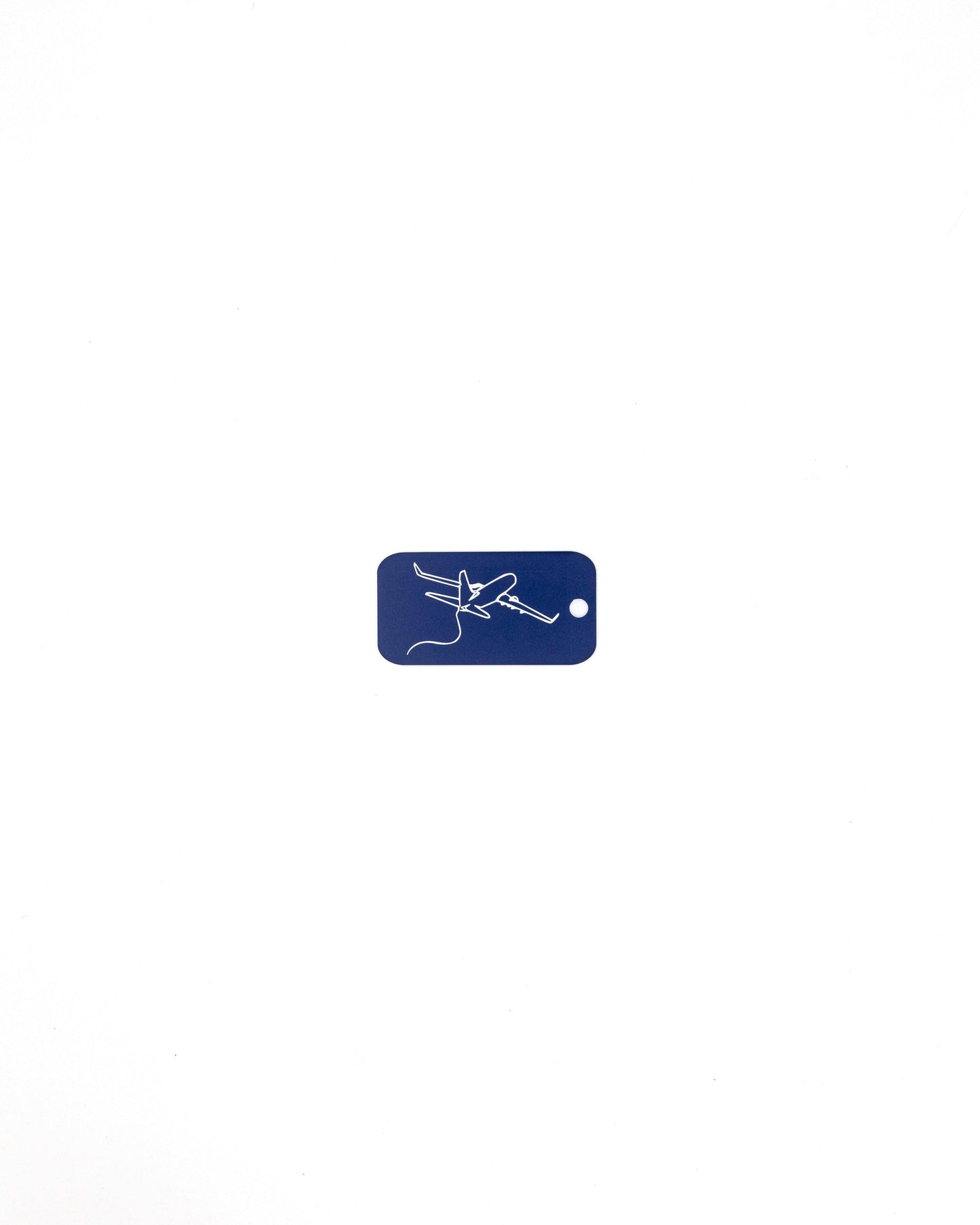 Airplane Design Acrylic Keychain in dark blue with just the hole.