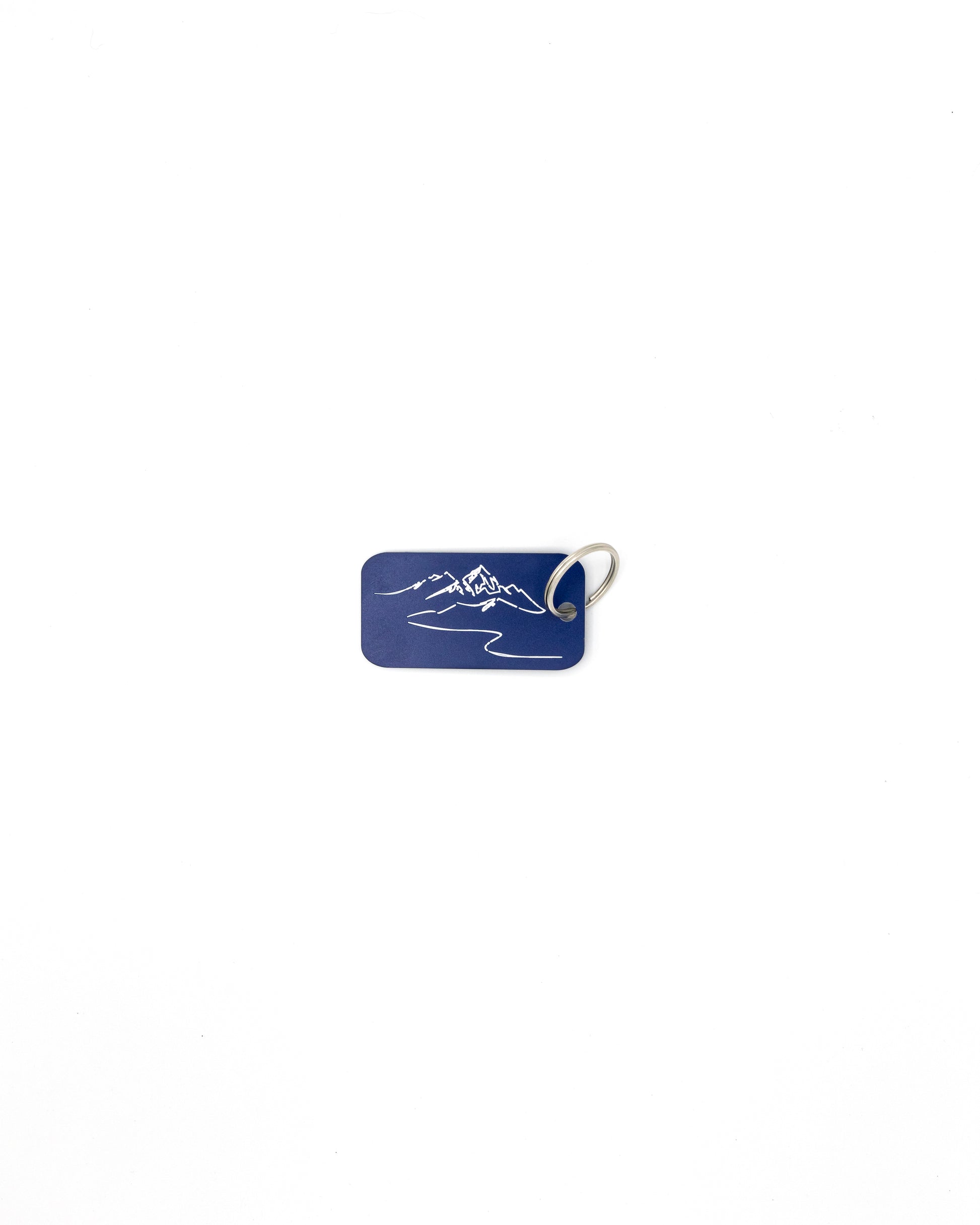 Mountain Design Acrylic Keychain in dark blue with classic key ring