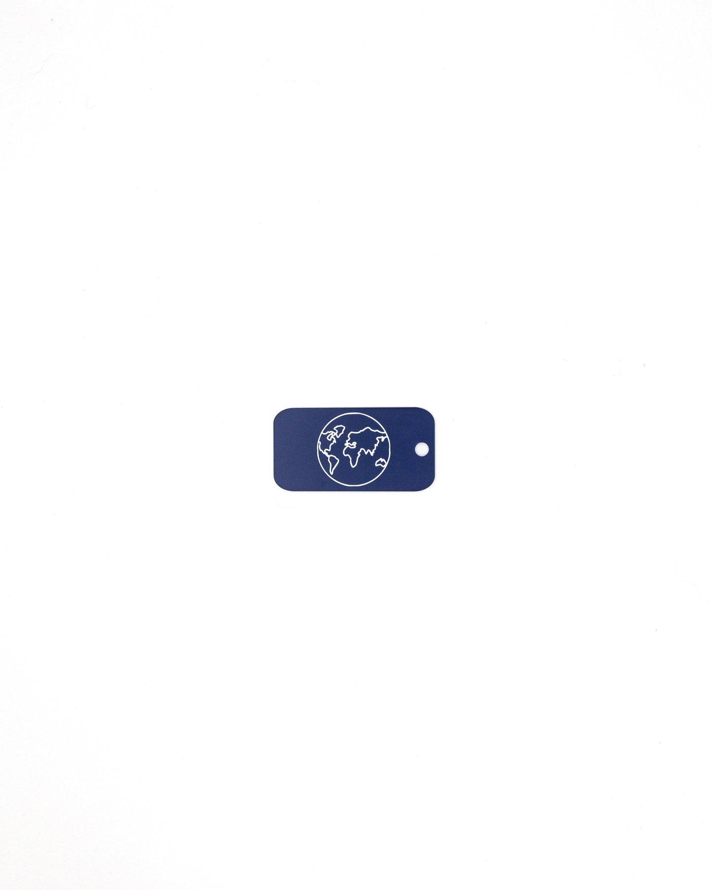 plastic key tag with world design travel accessory dark blue