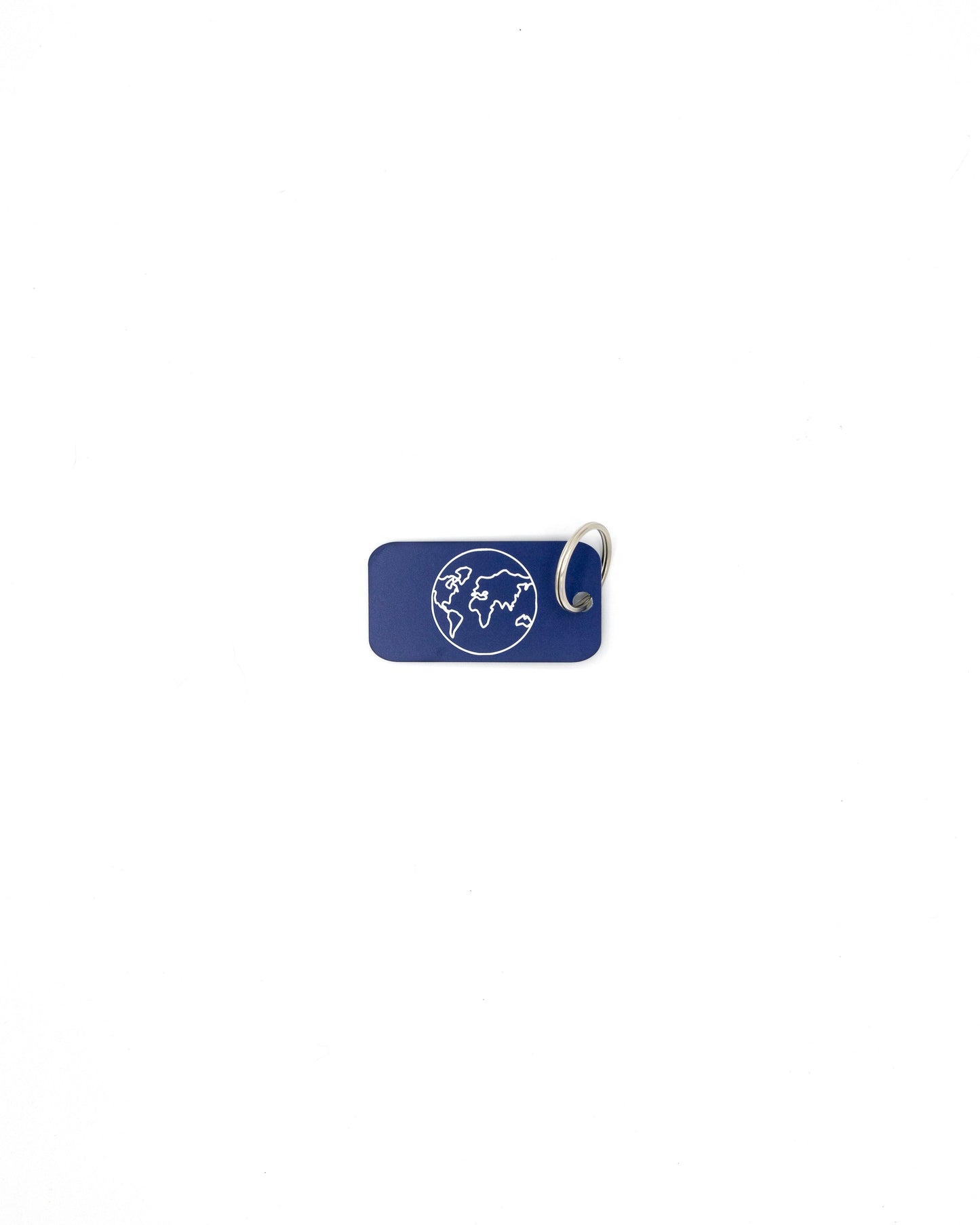 plastic key tag with world design travel accessory dark blue key ring