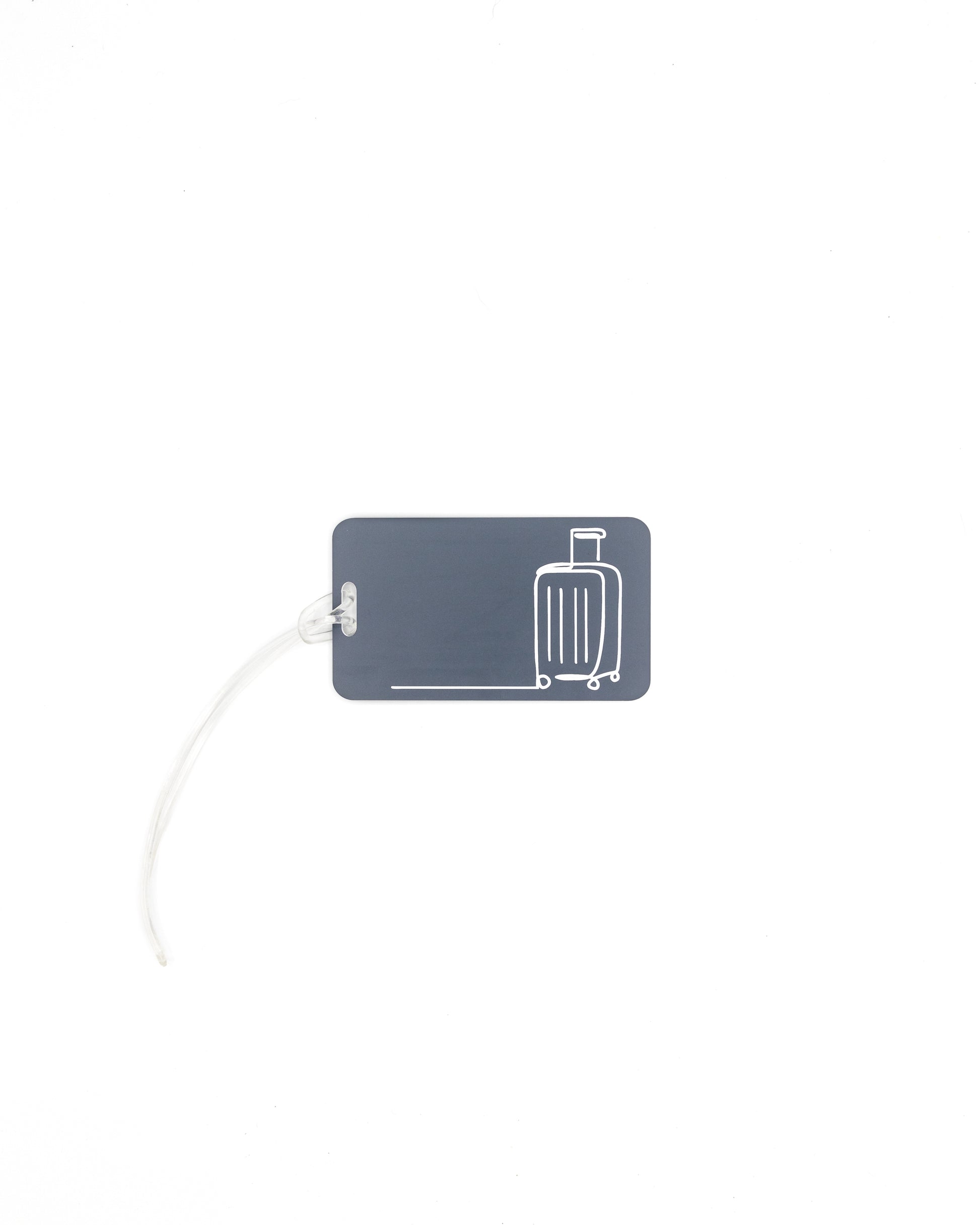 Luggage Design acrylic luggage tag in grey with worm loop.