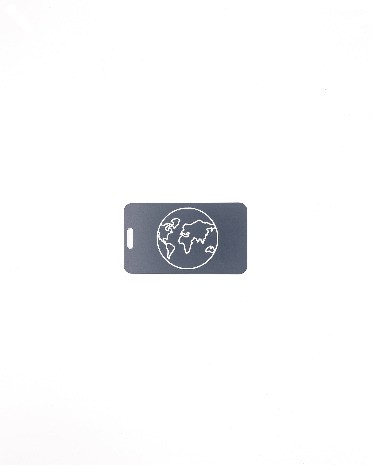 Globe Design acrylic luggage tag in grey.