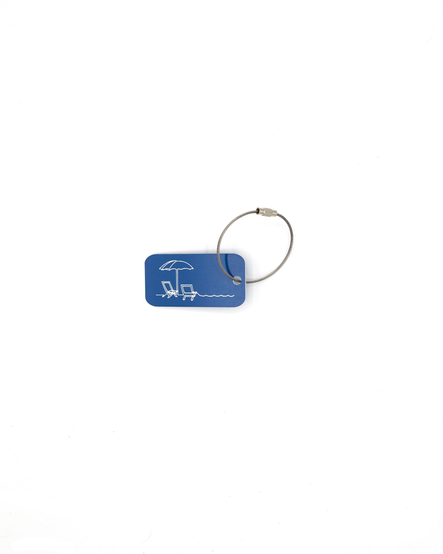 Beach Design Acrylic Keychain in light blue with wire loop