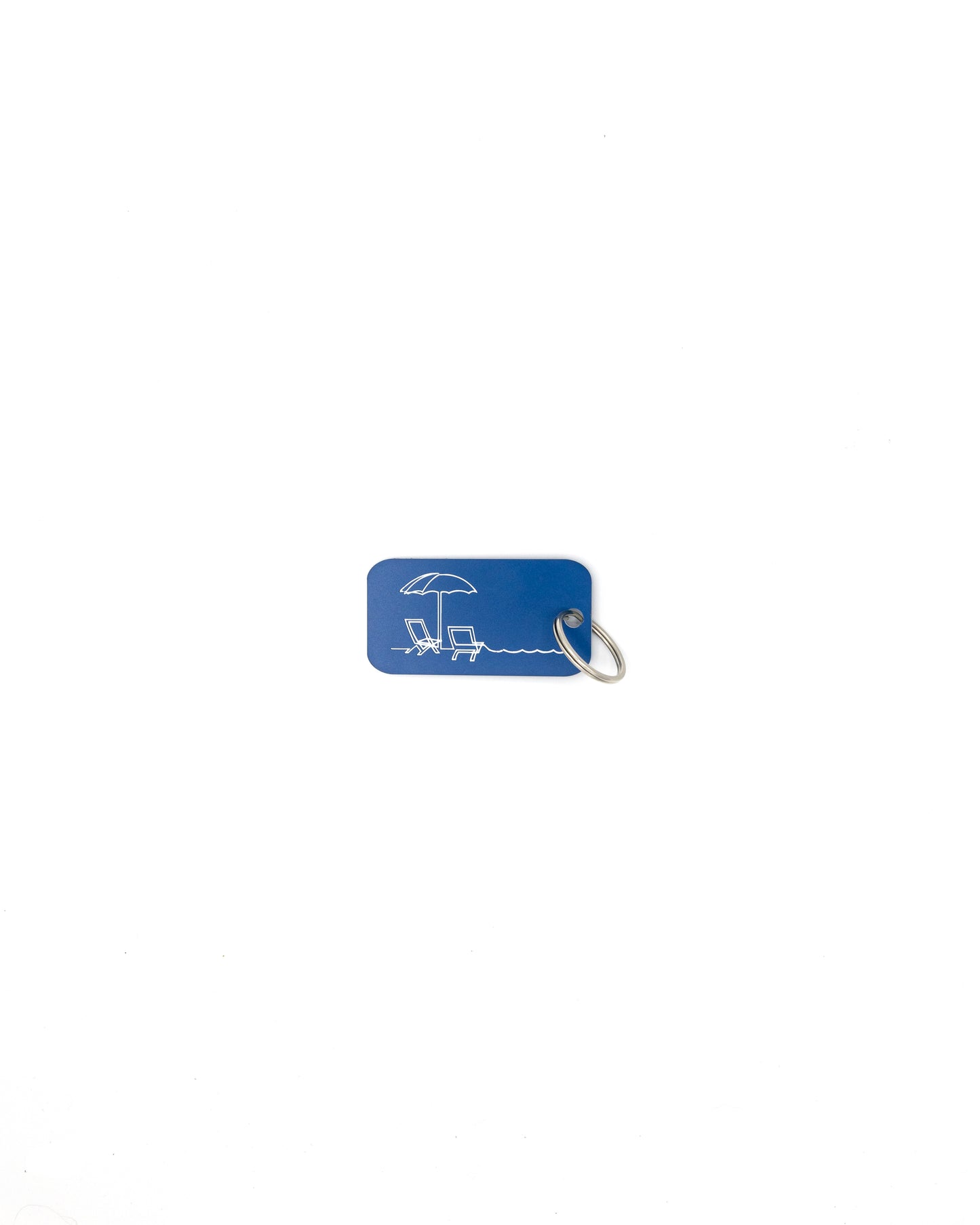 Beach Design Acrylic Keychain in light blue with classic key ring
