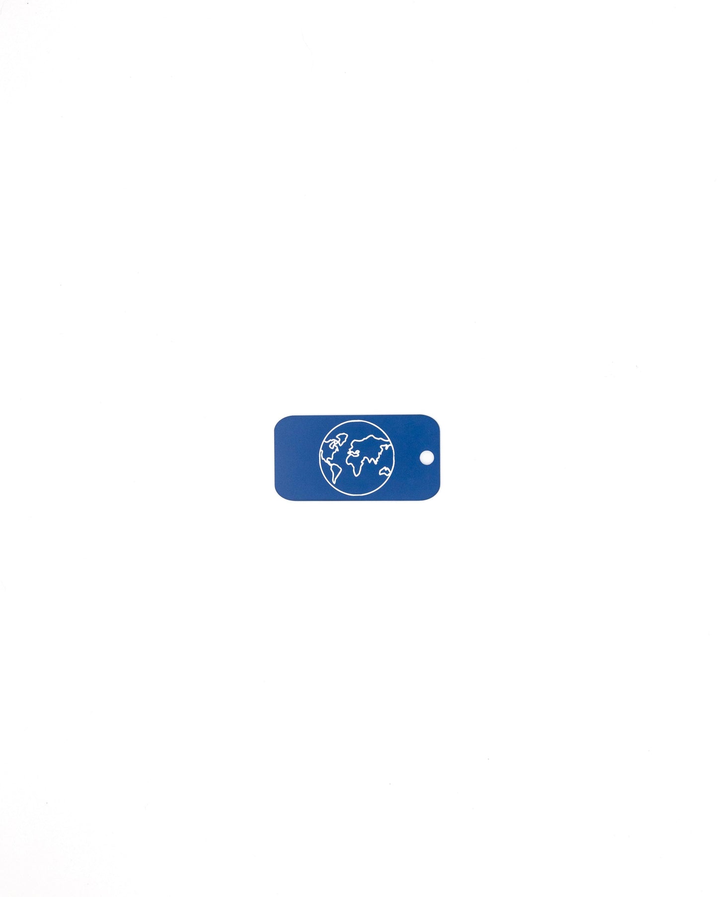 plastic key tag with world design travel accessory light blue