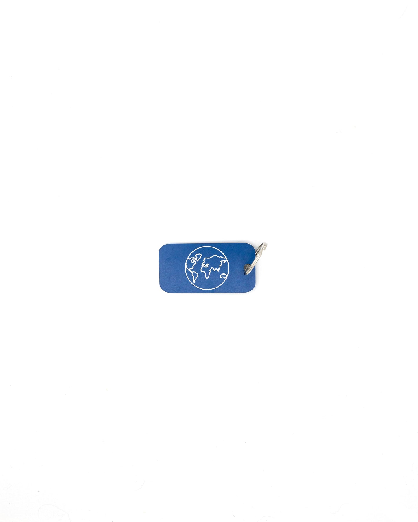 plastic key tag with world design travel accessory light blue with key ring