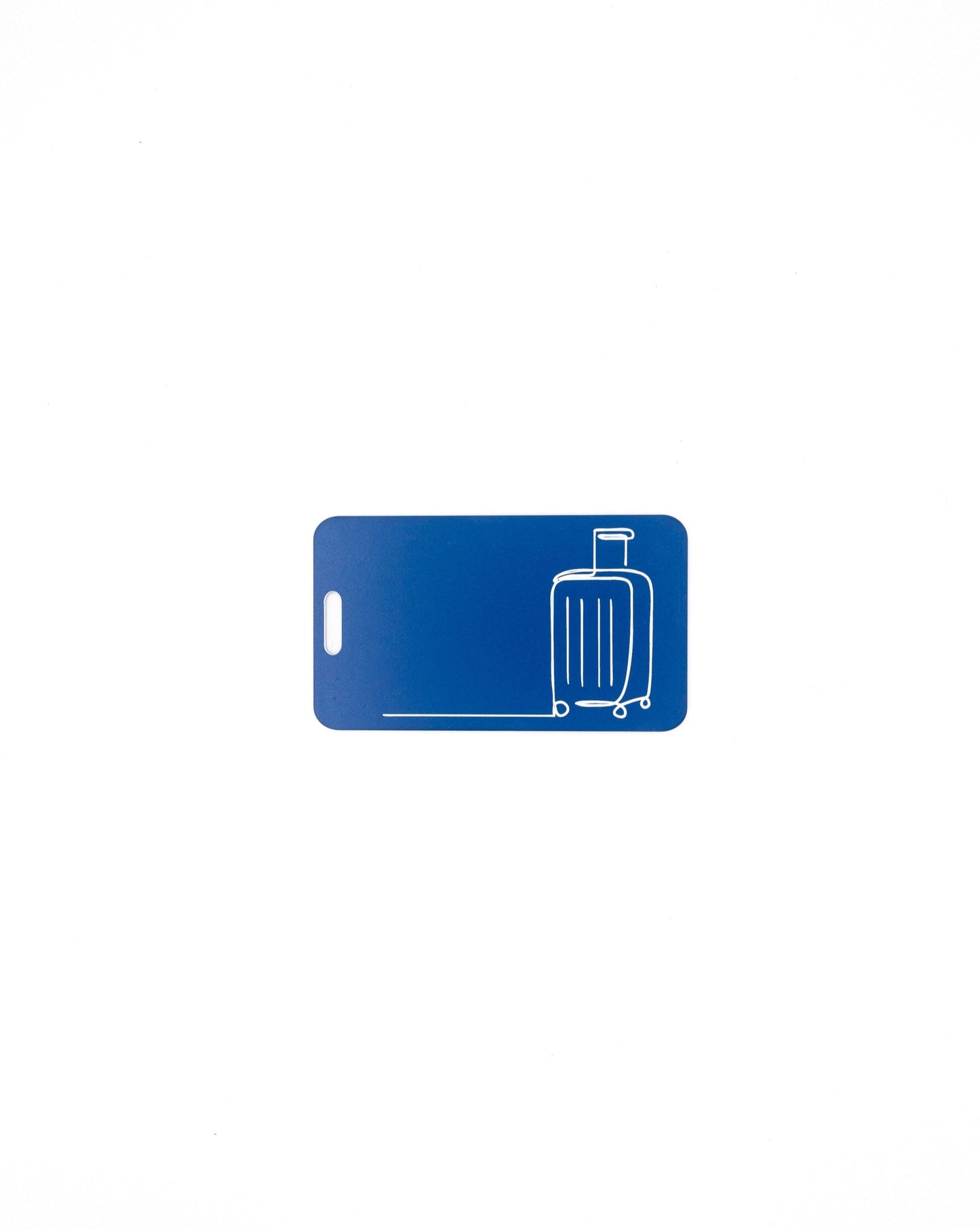 Luggage Design acrylic luggage tag in light blue.