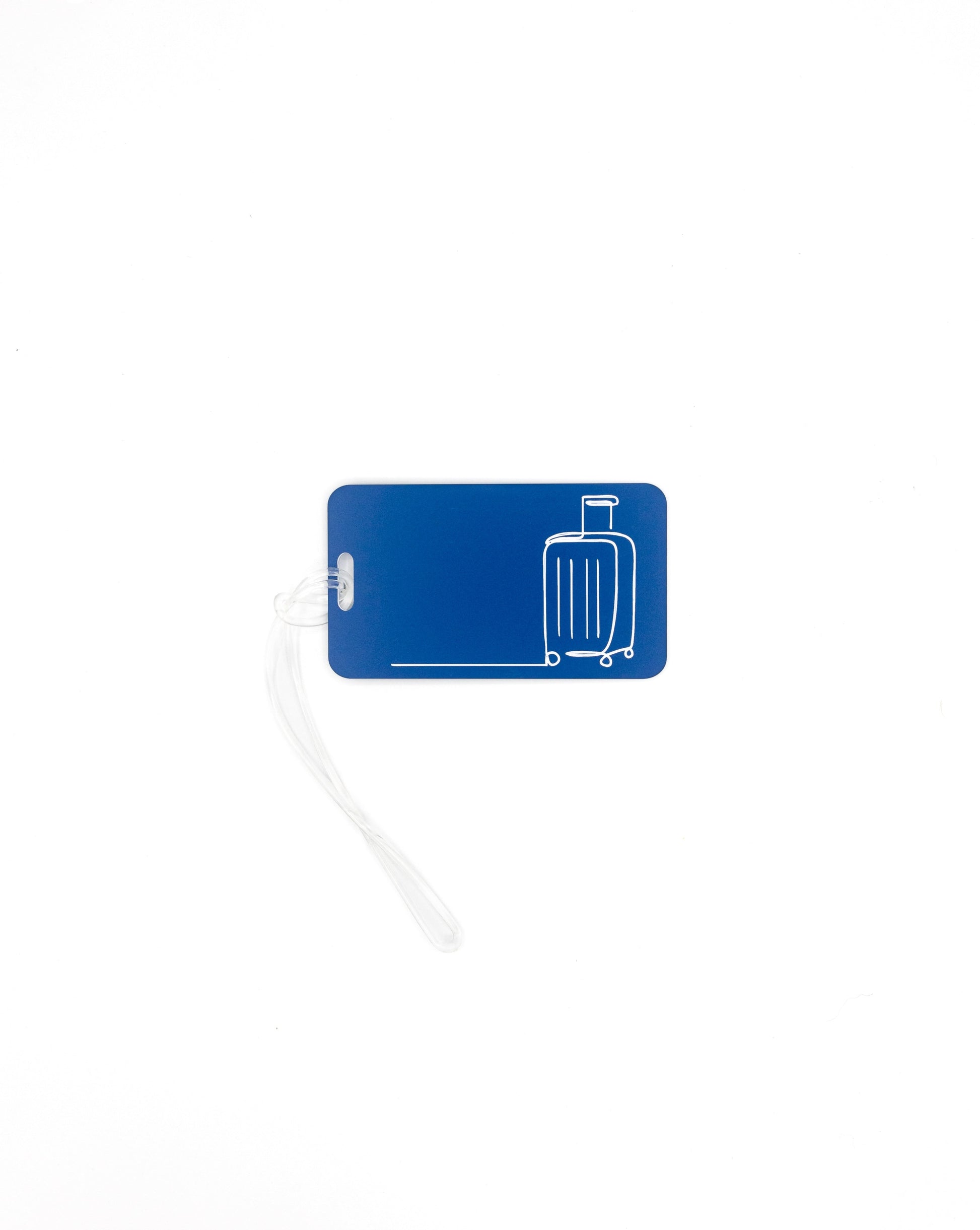 Luggage Design acrylic luggage tag in light blue with worm loop.