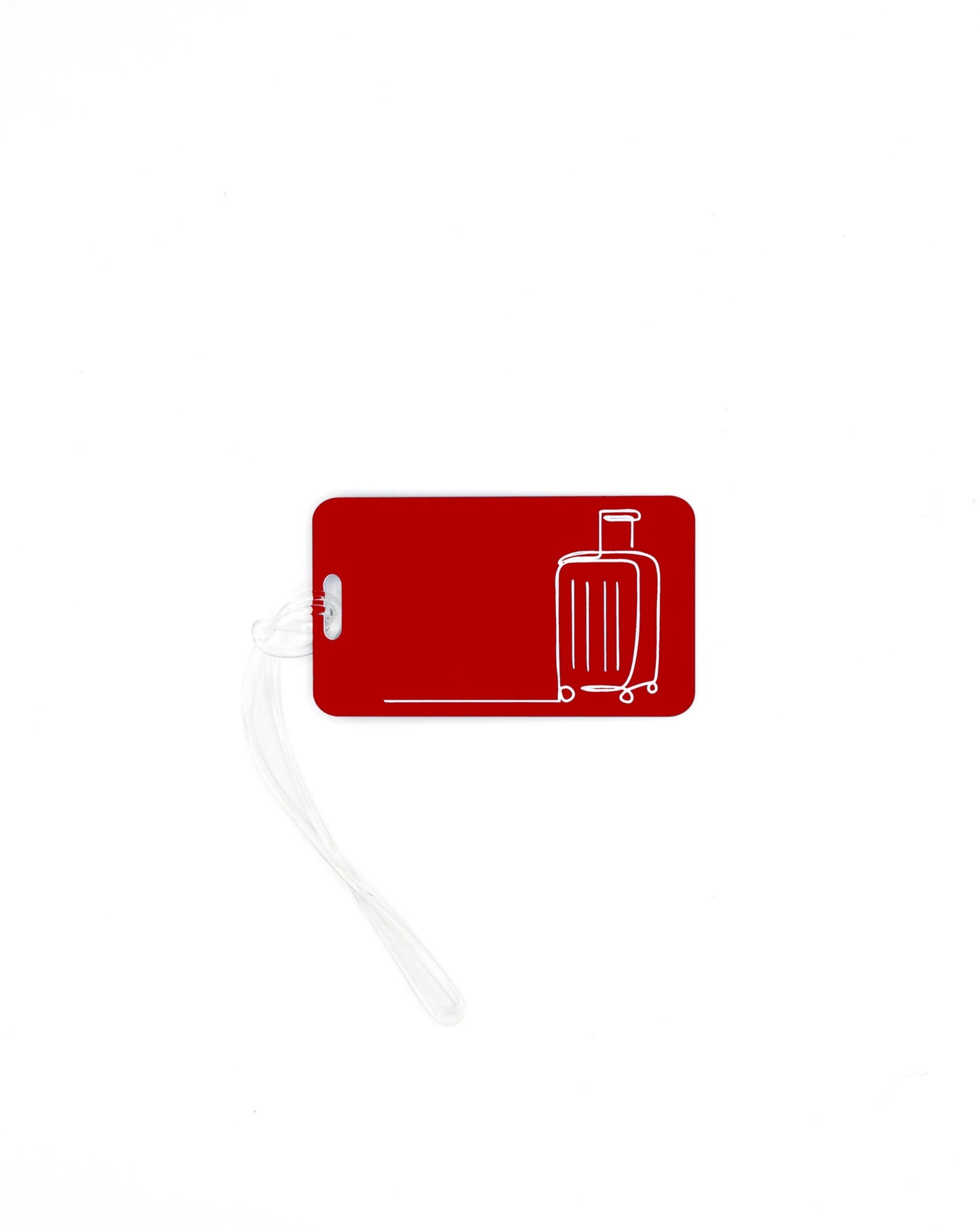 Luggage Design acrylic luggage tag in red with worm loop.