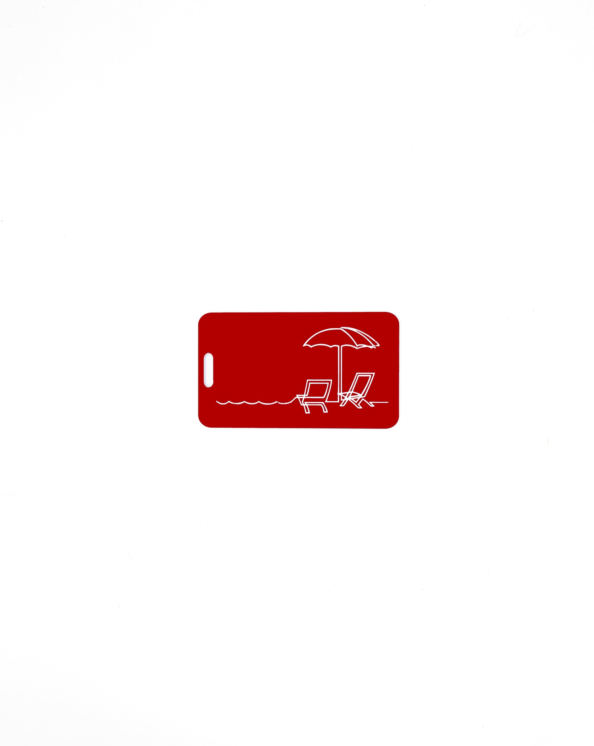 Beach Chair Design acrylic luggage tag in red.