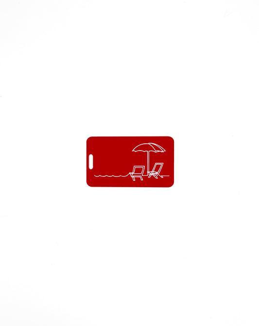 Beach Chair Design acrylic luggage tag in red.
