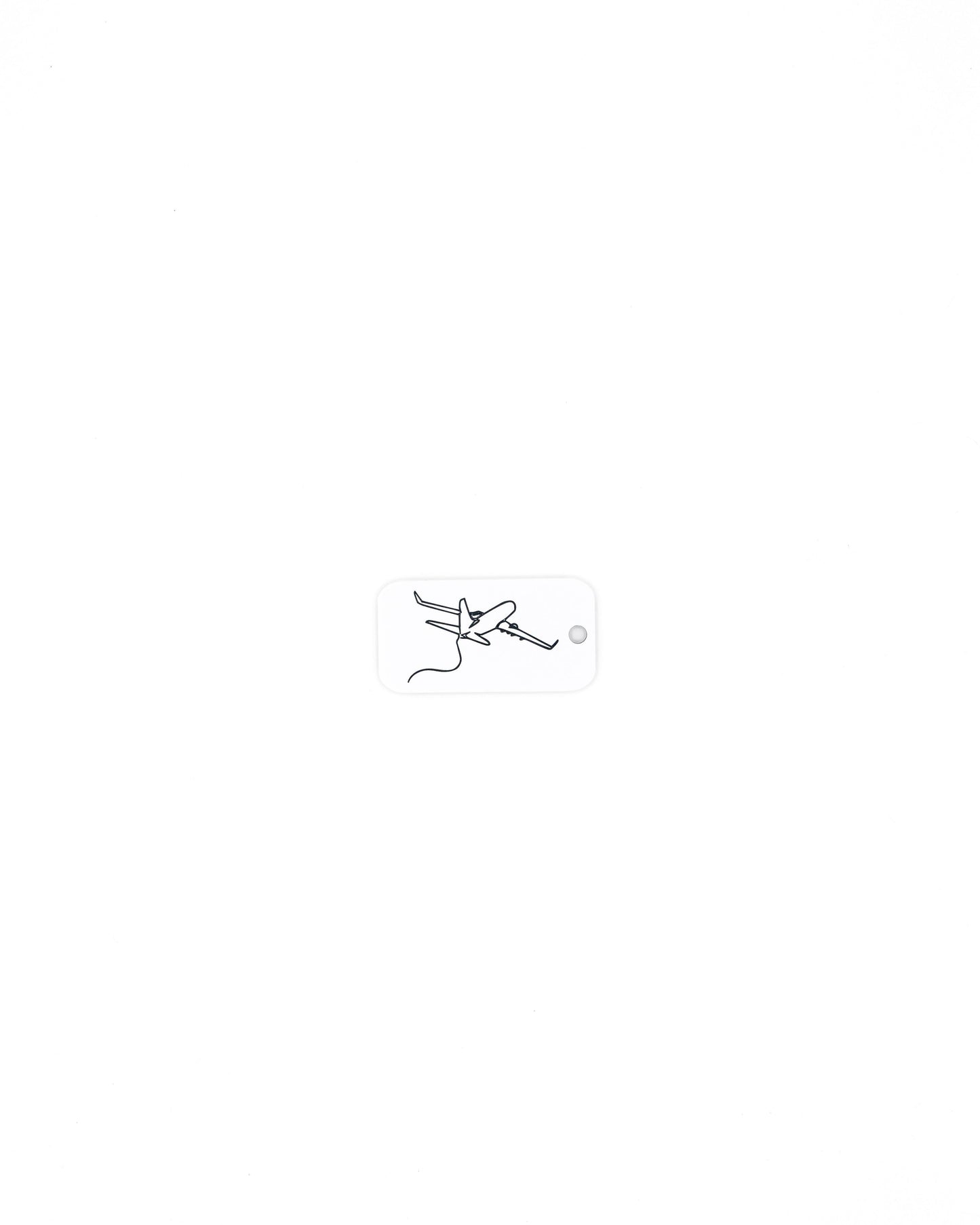 Airplane Design Acrylic Keychain in white with just the hole.