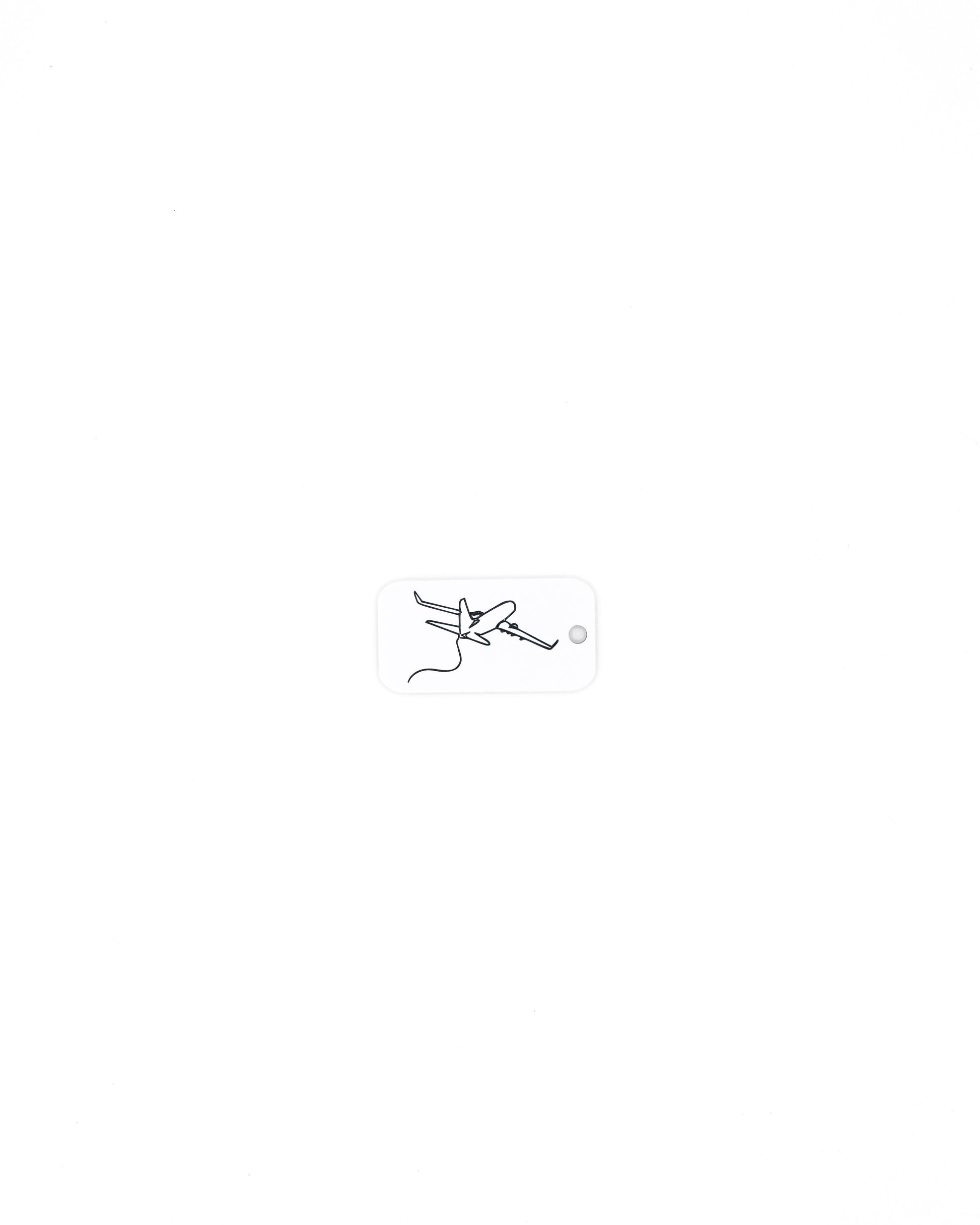 Airplane Design Acrylic Keychain in white with just the hole.