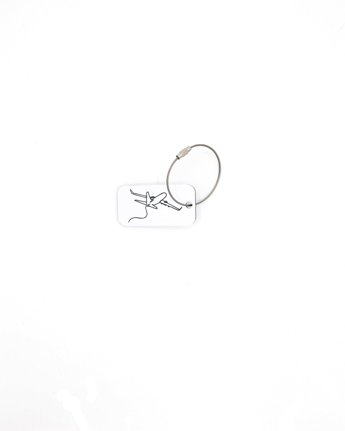 Airplane Design Acrylic Keychain in white with wire loop