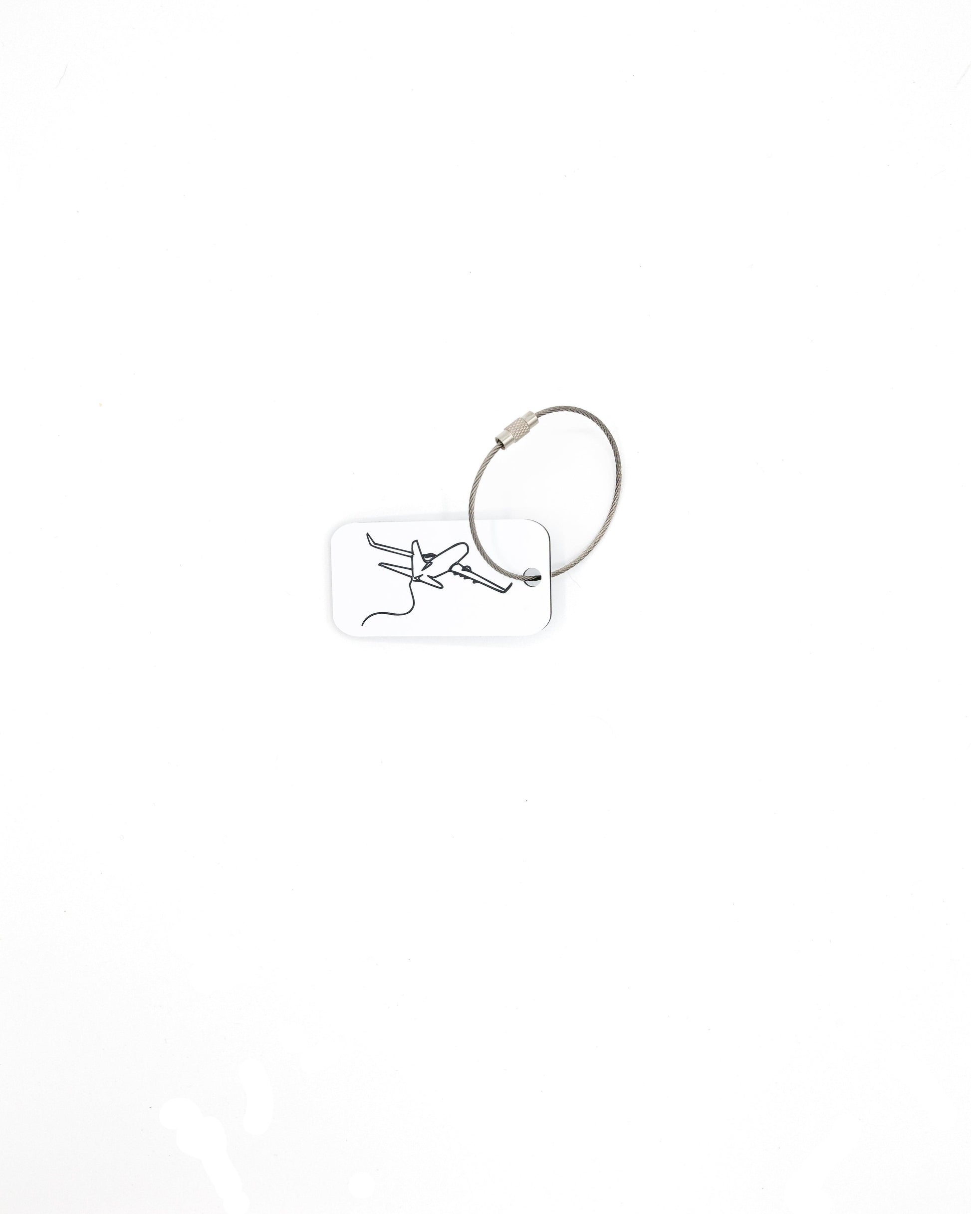 Airplane Design Acrylic Keychain in white with wire loop