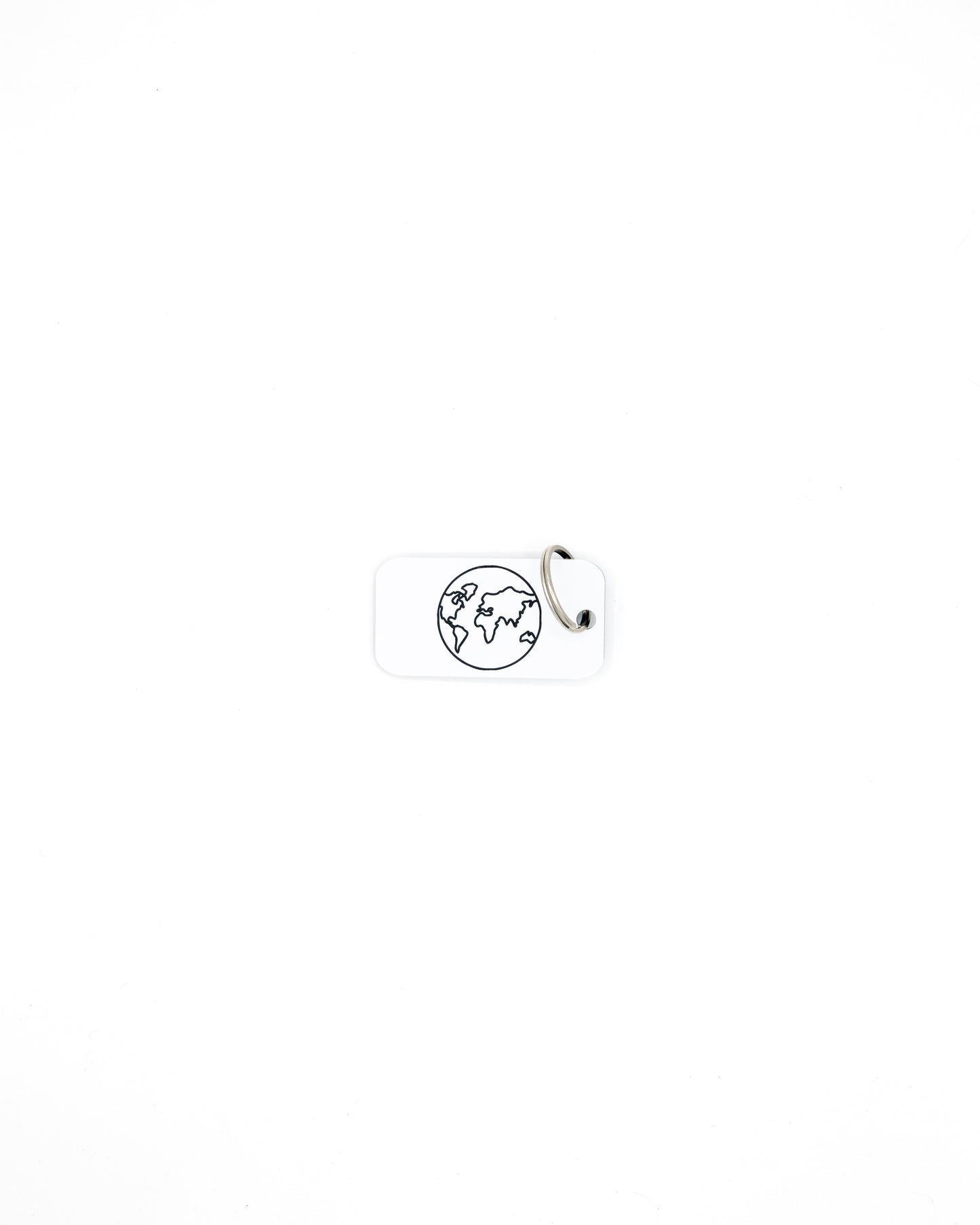 plastic key tag with world design travel accessory white with key ring