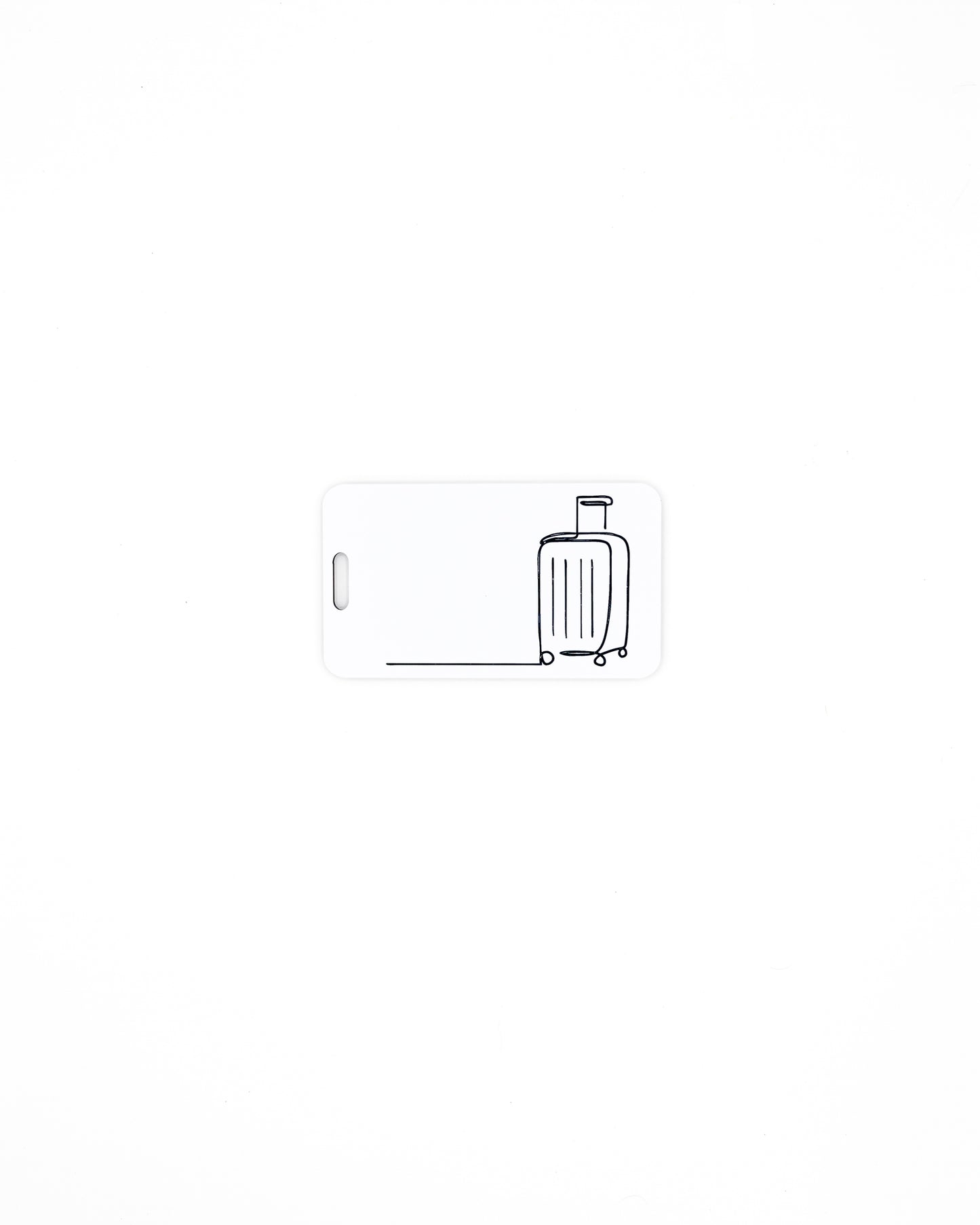Luggage Design acrylic luggage tag in white.