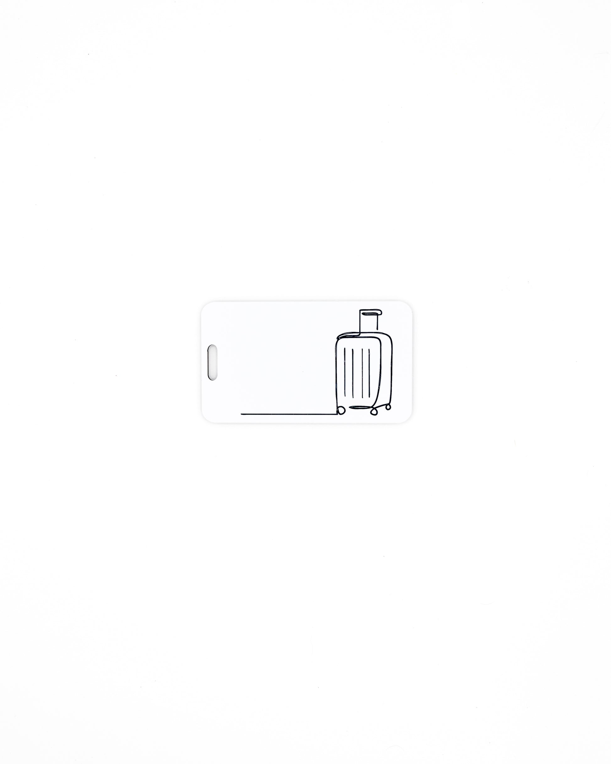 Luggage Design acrylic luggage tag in white.