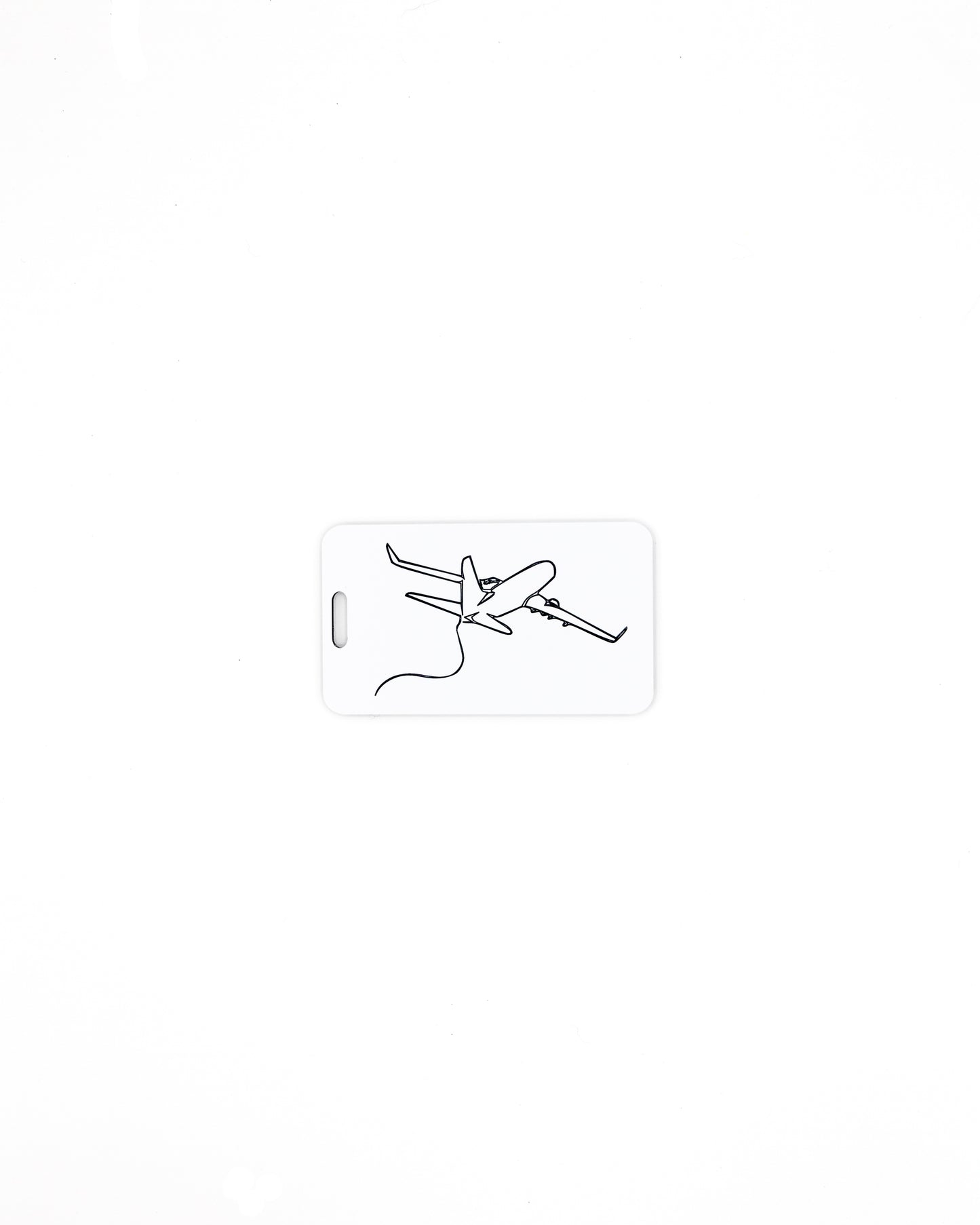 Plane Design acrylic luggage tag in white.