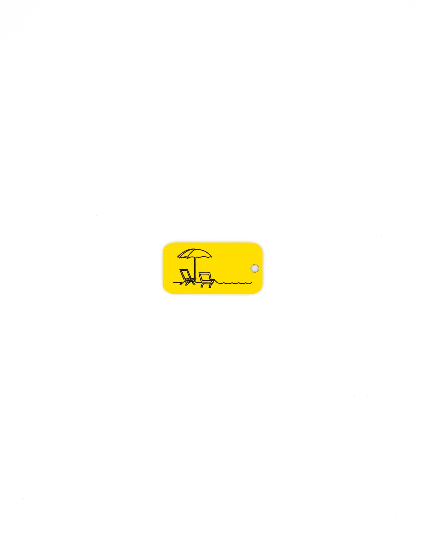 Beach Design Acrylic Keychain in yellow with just the hole