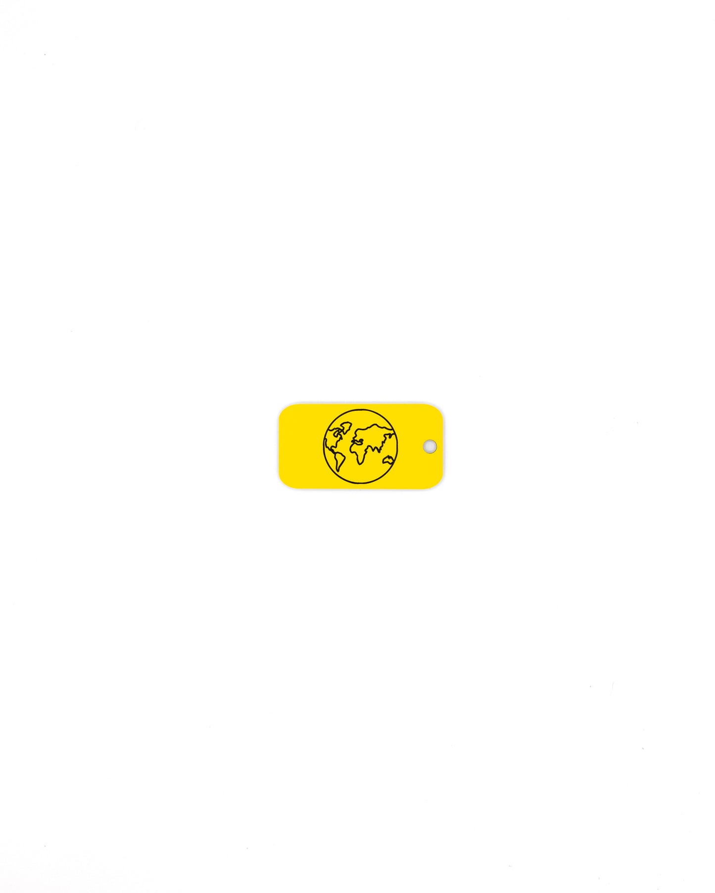 plastic key tag with world design travel accessory yellow