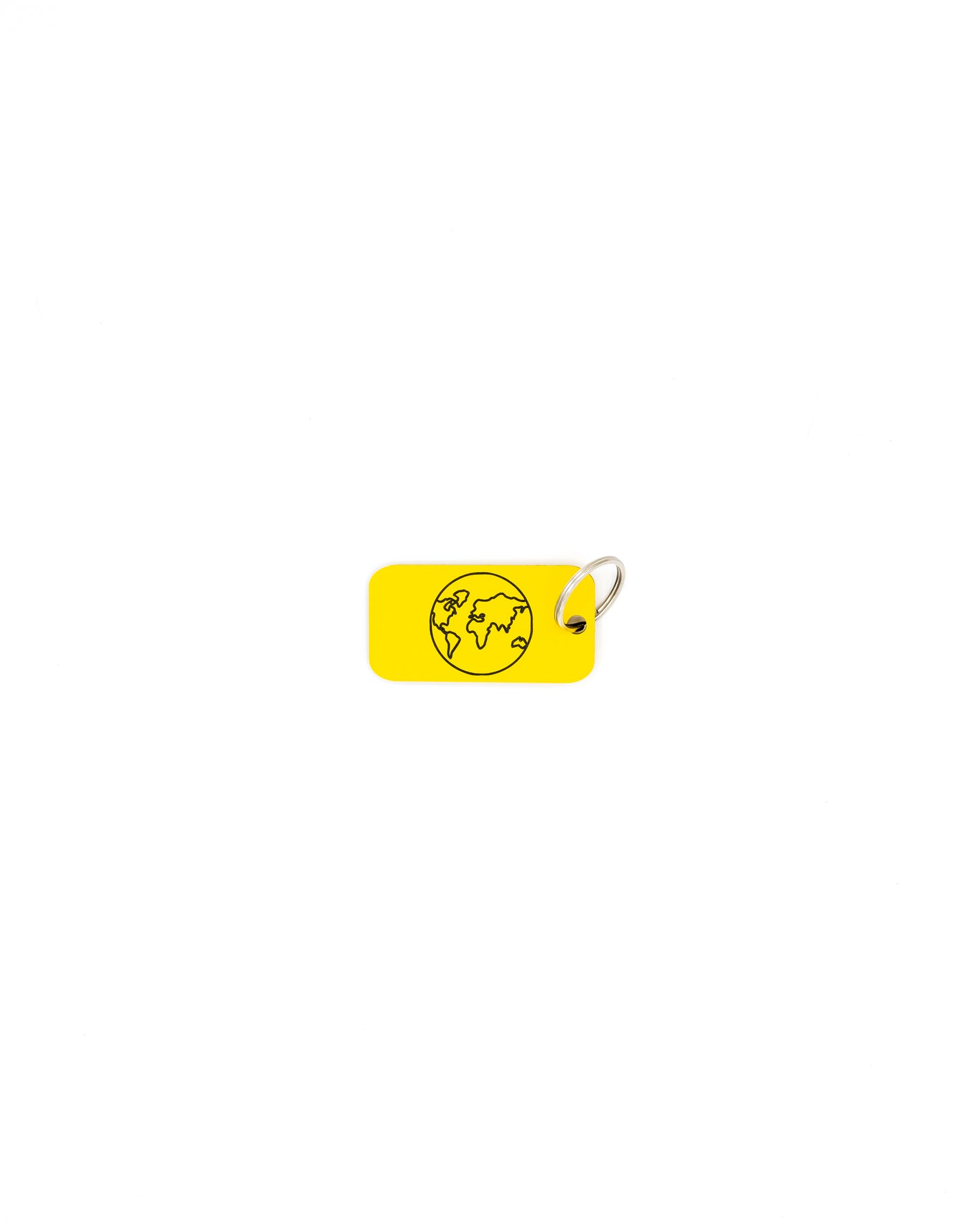 plastic key tag with world design travel accessory yellow with key ring