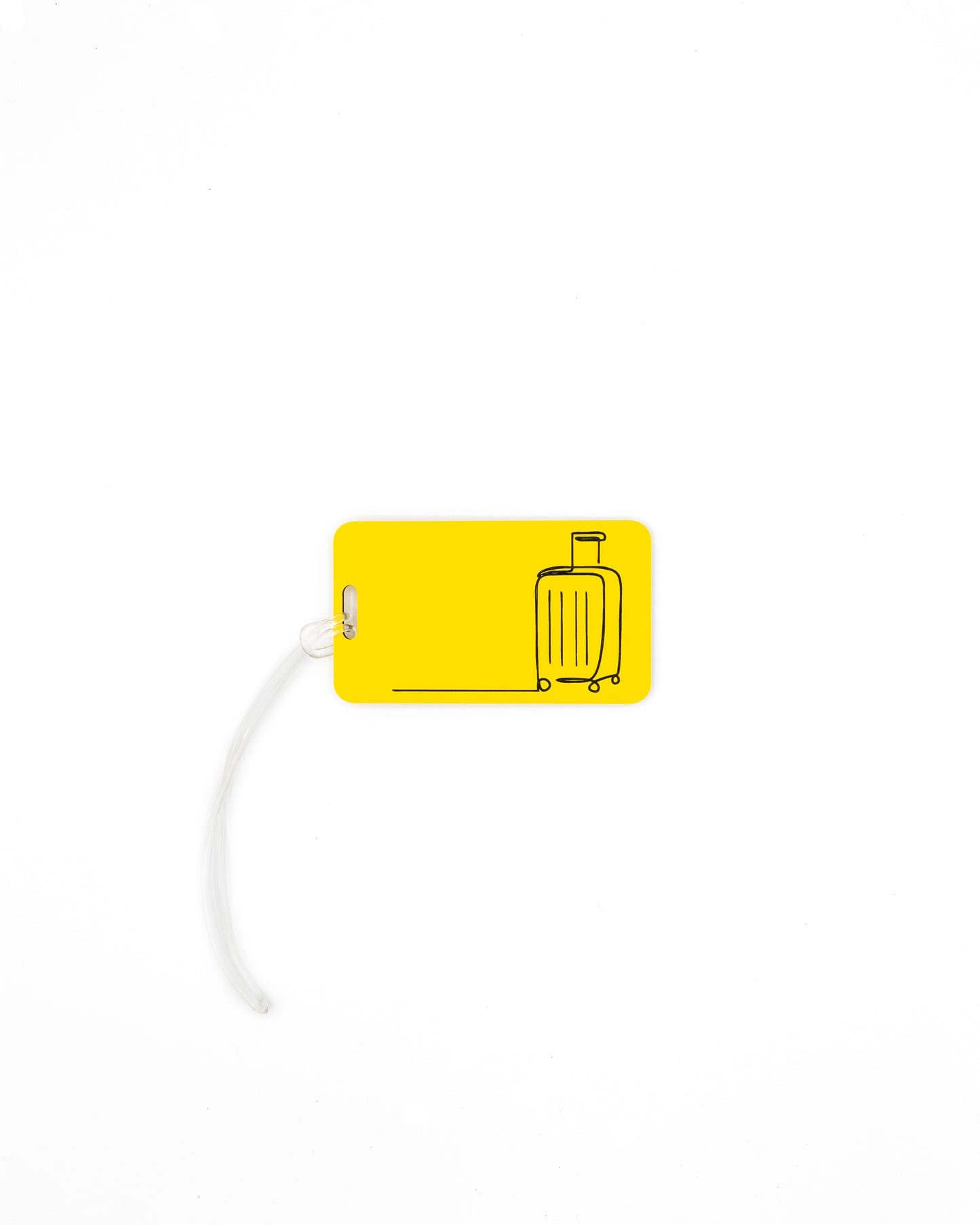 Mountain Design acrylic luggage tag in yellow with worm loop.