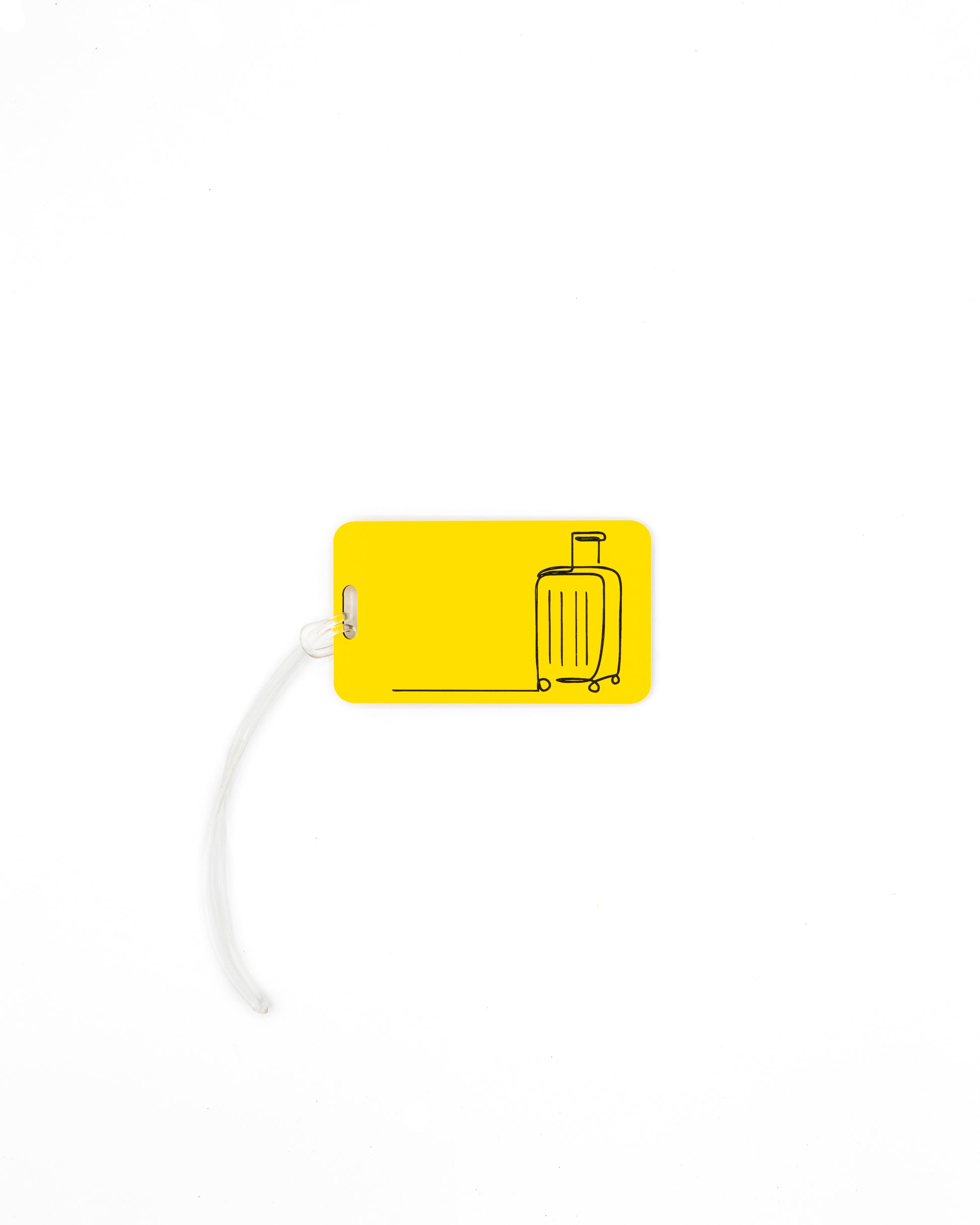 Mountain Design acrylic luggage tag in yellow with worm loop.