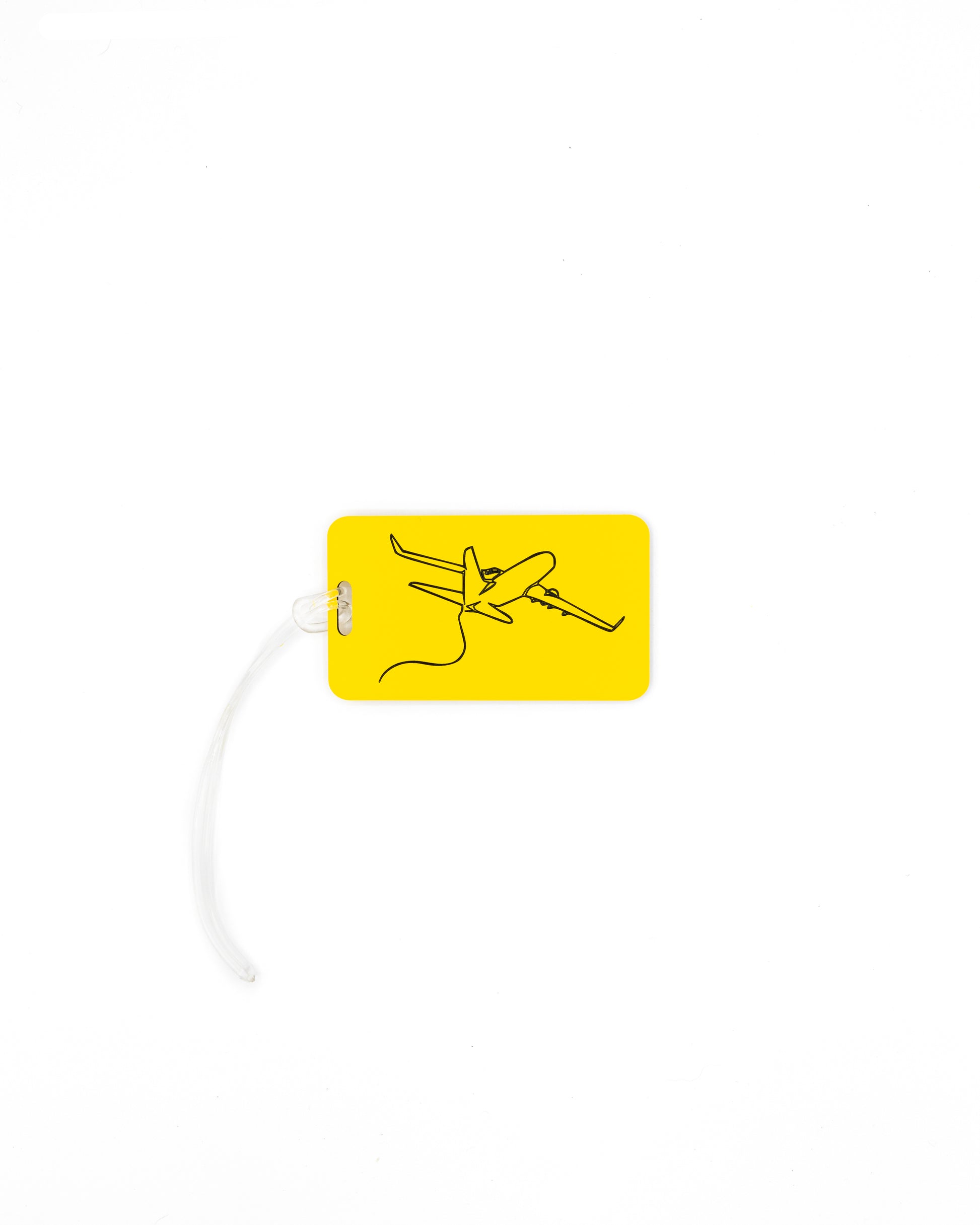 Plane Design acrylic luggage tag in yellow with worm loop.