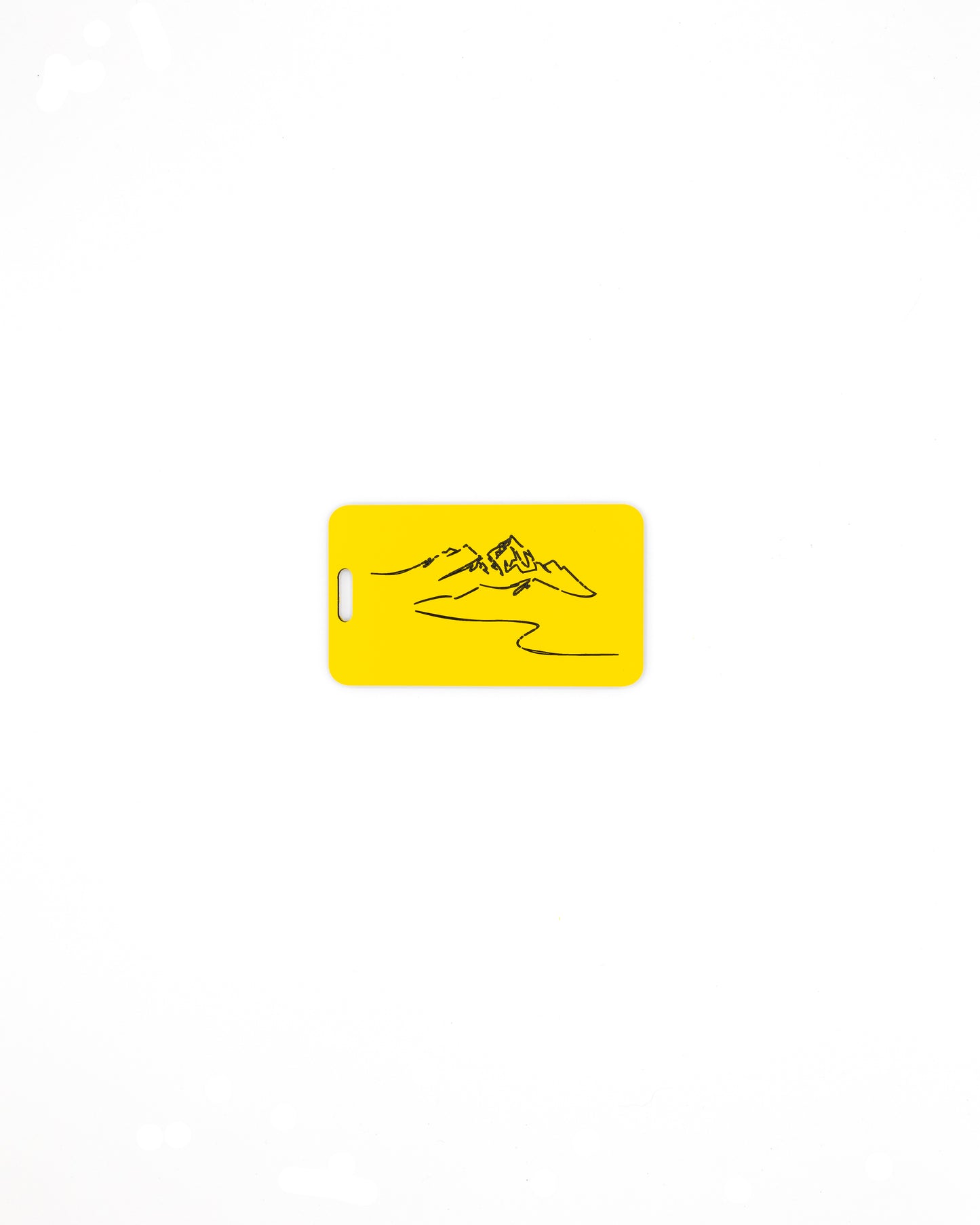 Mountain Design acrylic luggage tag in yellow.