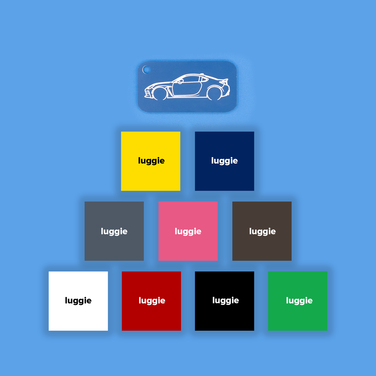 Toyota GR86 color options in light blue on blue background