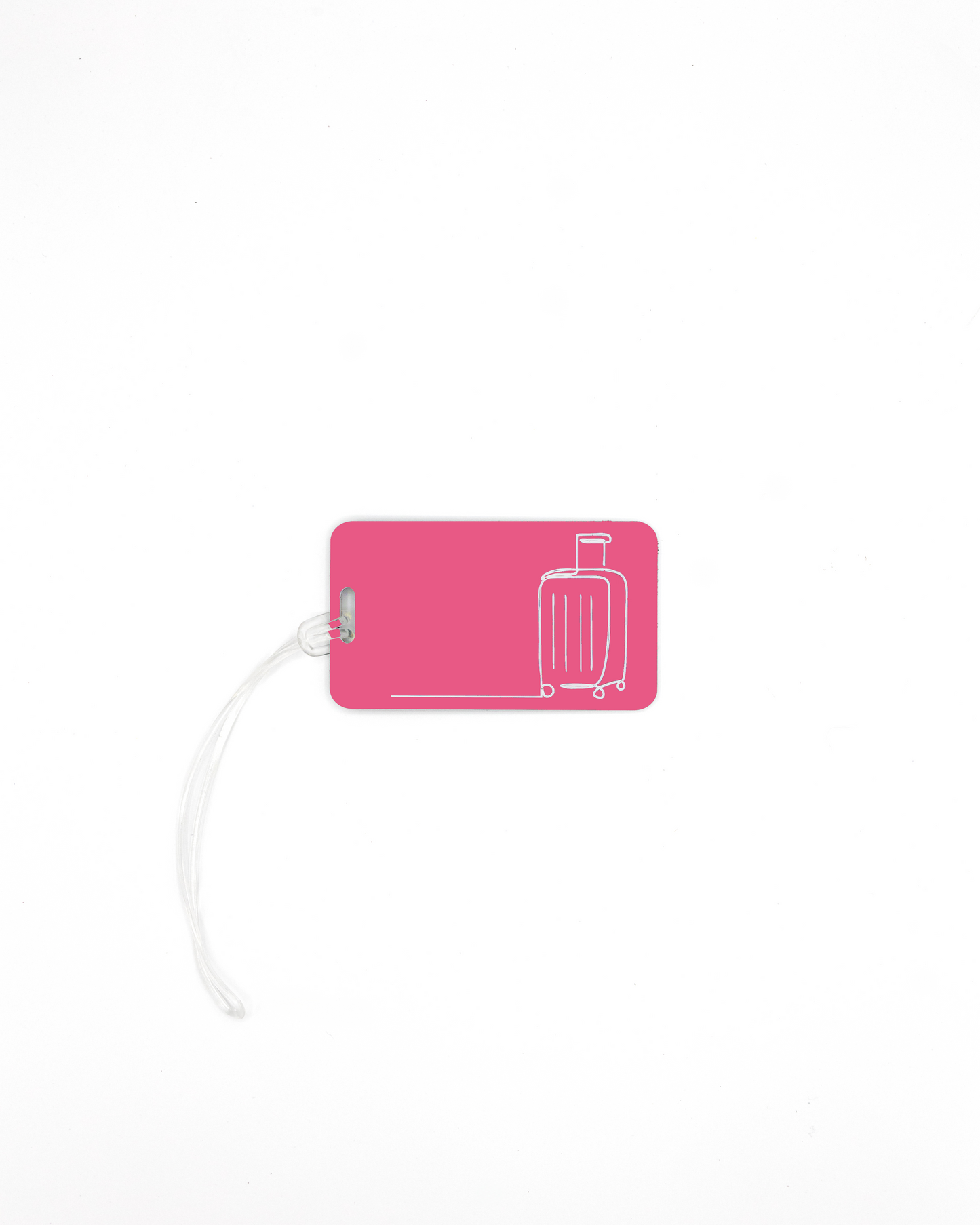 Luggage design acrylic luggage tag in pink with worm loop.