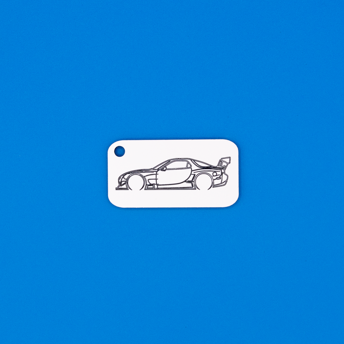Mazda FD RX7 Acrylic Keychain in white with just the hole.