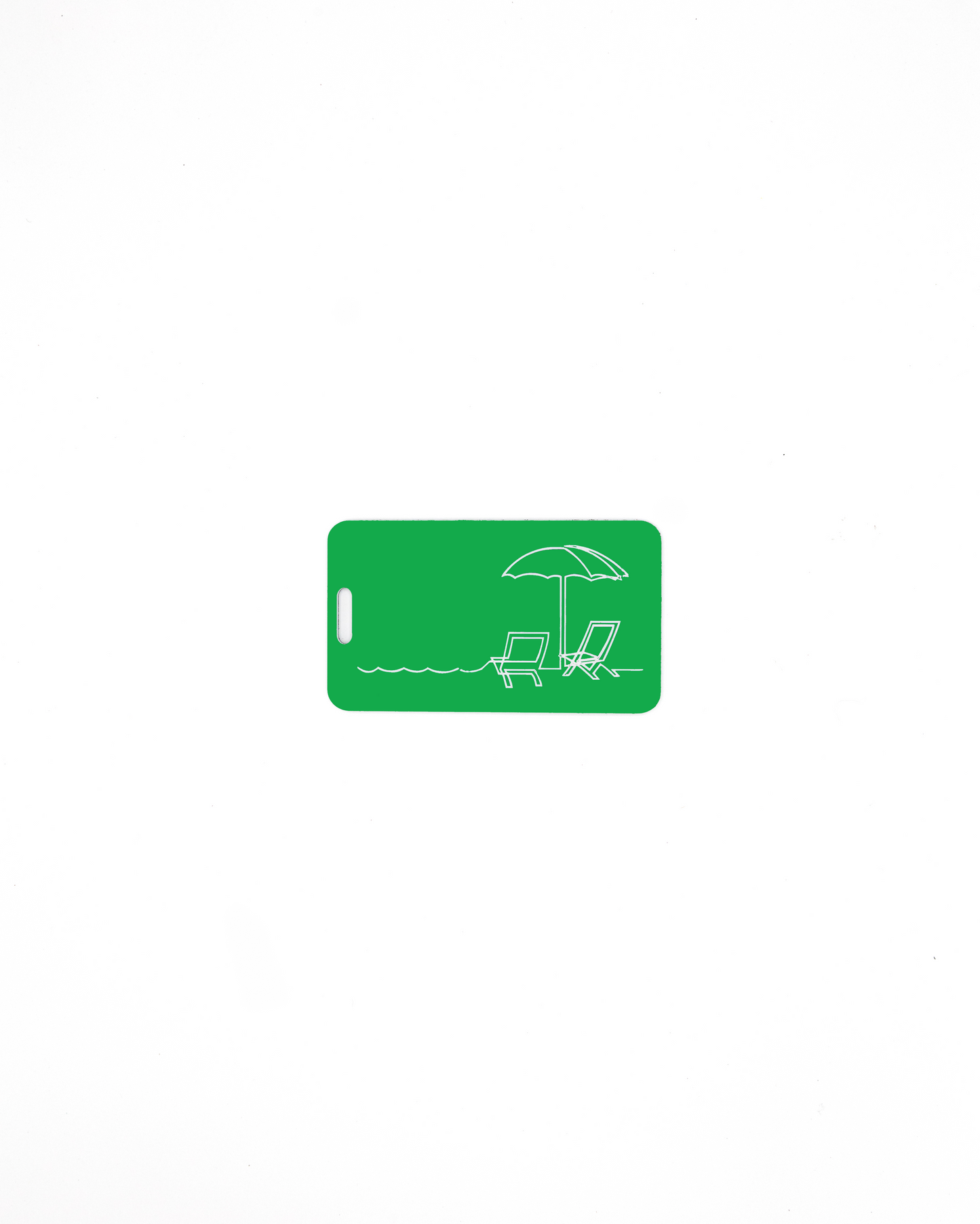 Beach design acrylic luggage tag in spring green.