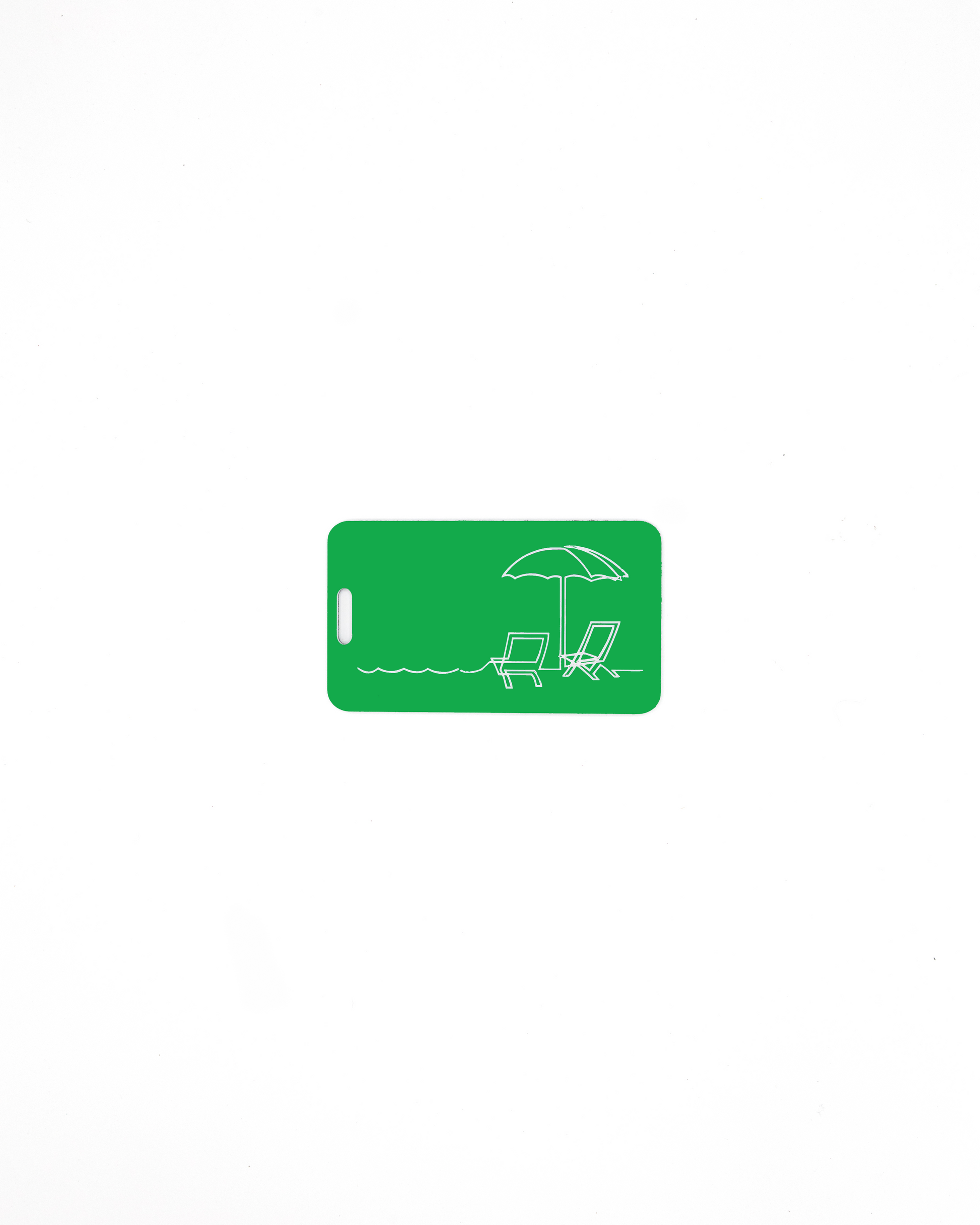 Beach design acrylic luggage tag in spring green.