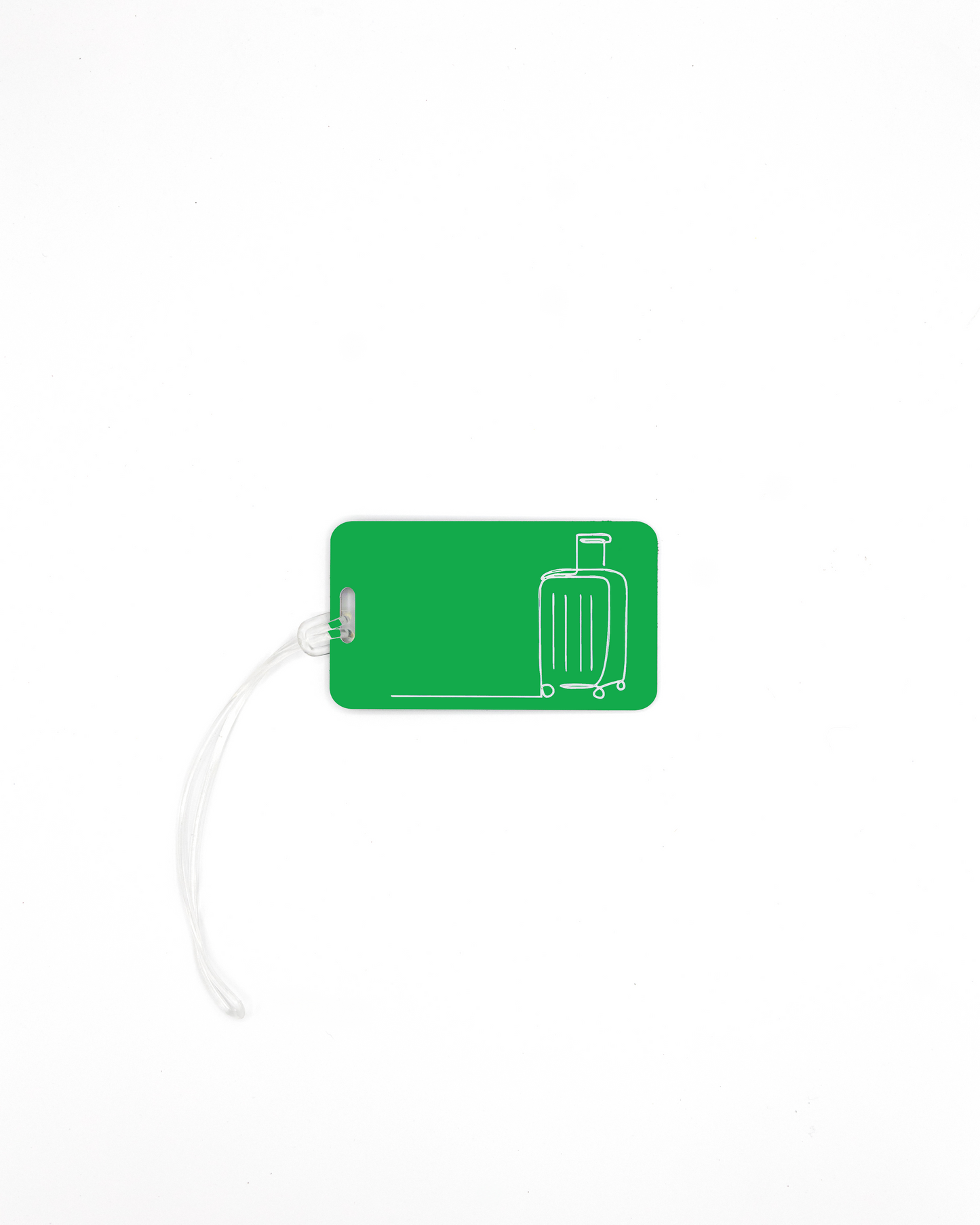 Luggage design acrylic luggage tag in spring green with worm loop.