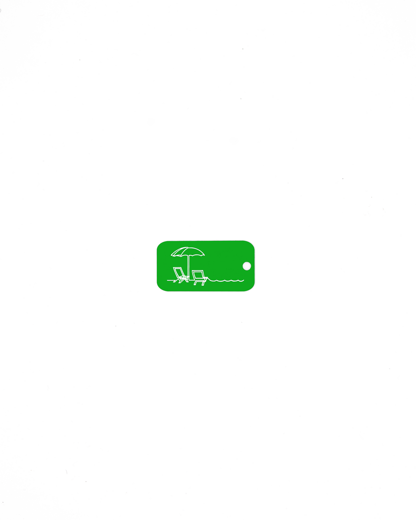 Beach design acrylic keychain in spring green.