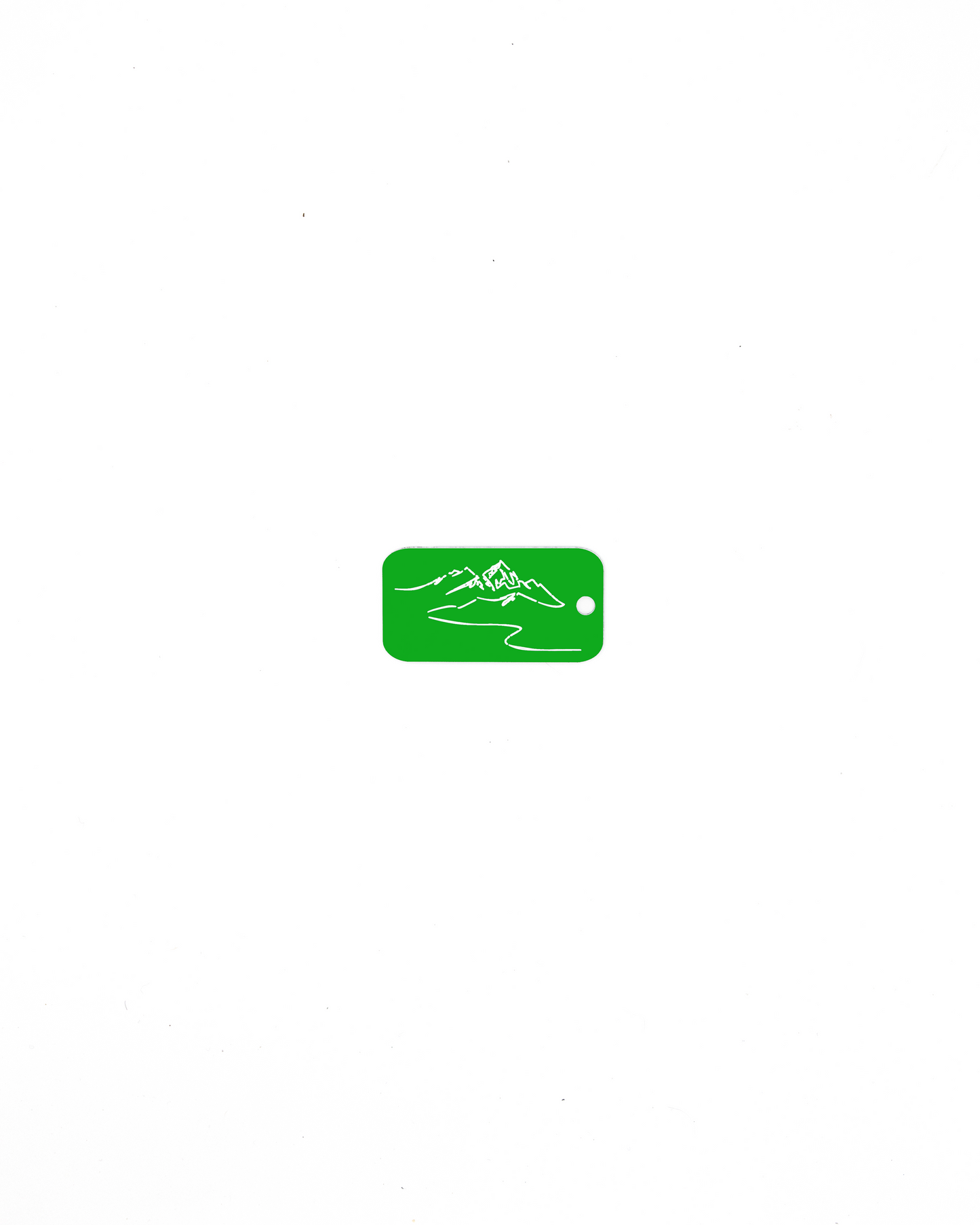 Mountain design acrylic keychain in spring green.