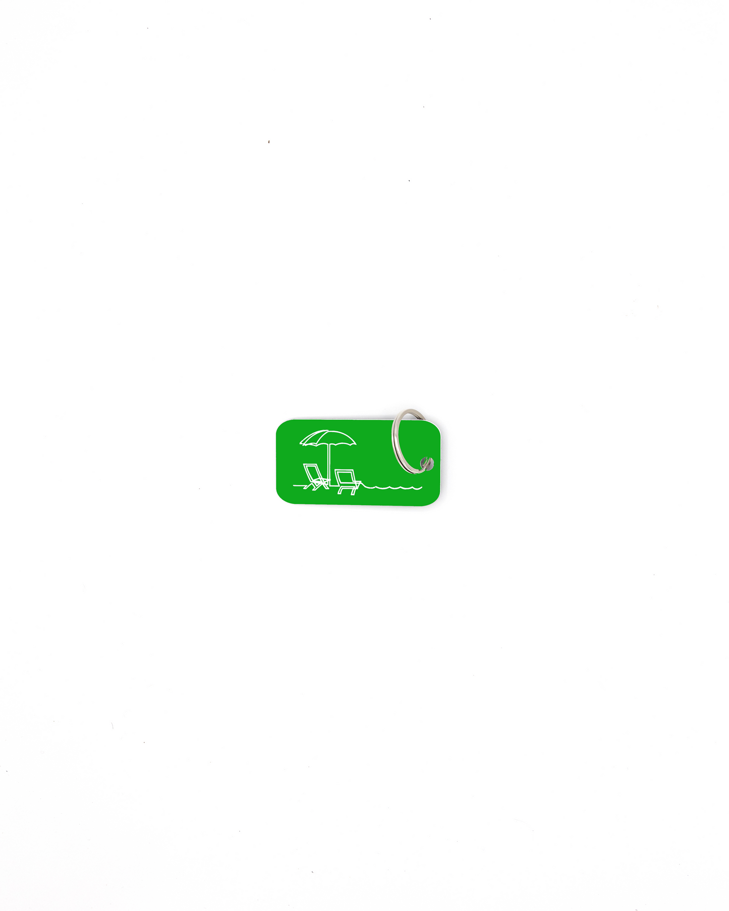 Beach design acrylic keychain with classic key ring in spring green.
