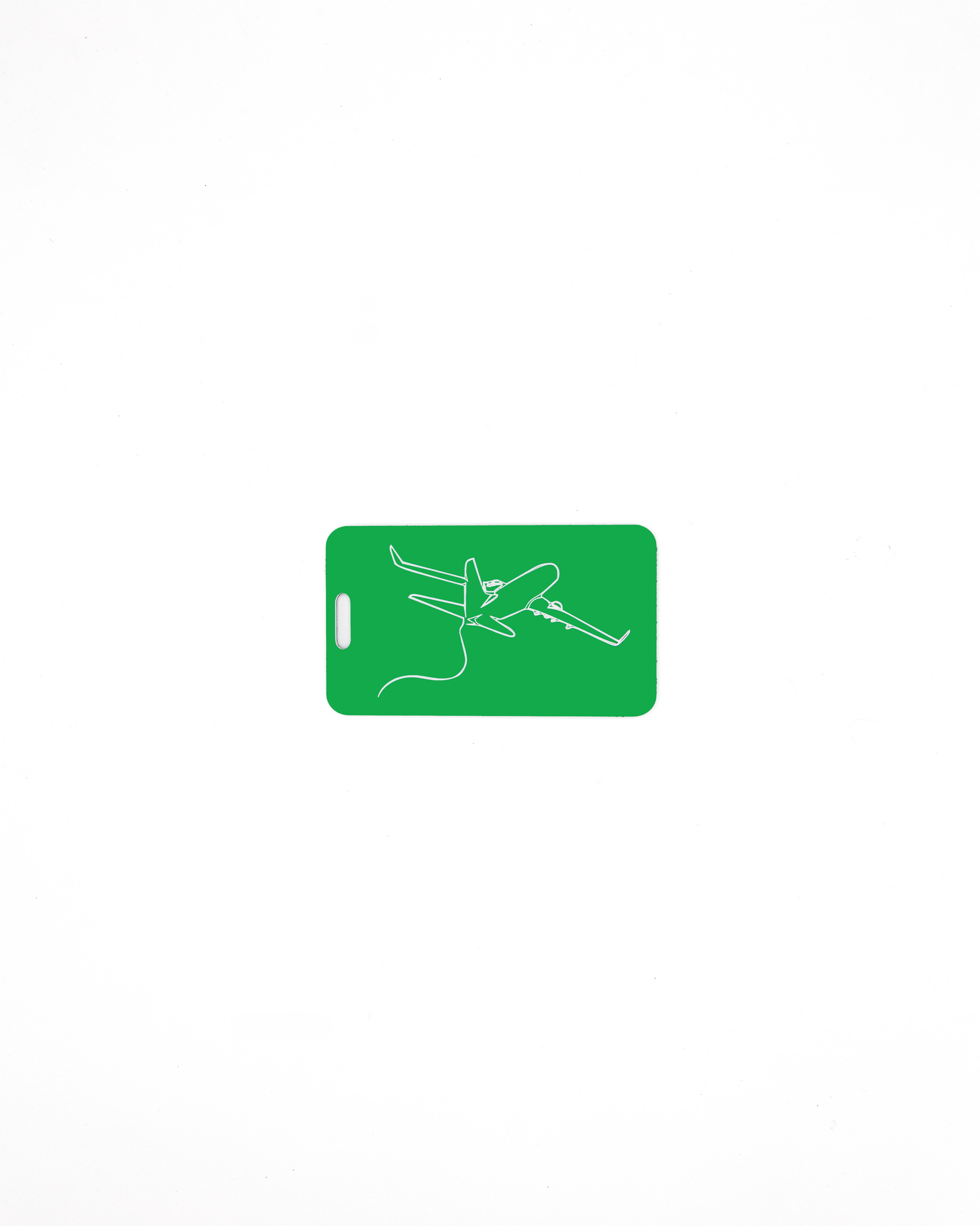 Plane design acrylic luggage tag in spring green.