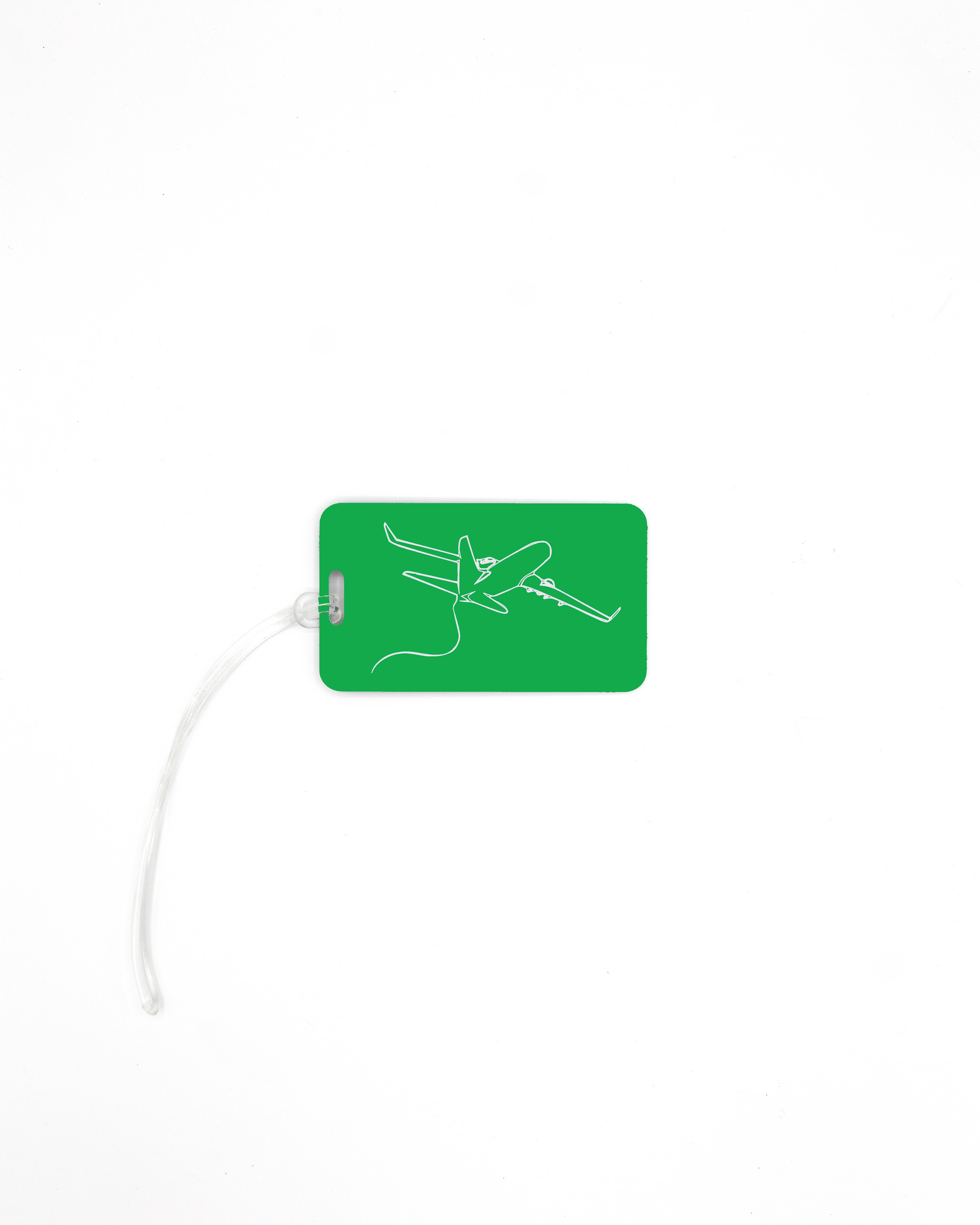 Plane design acrylic luggage tag with worm loop in spring green